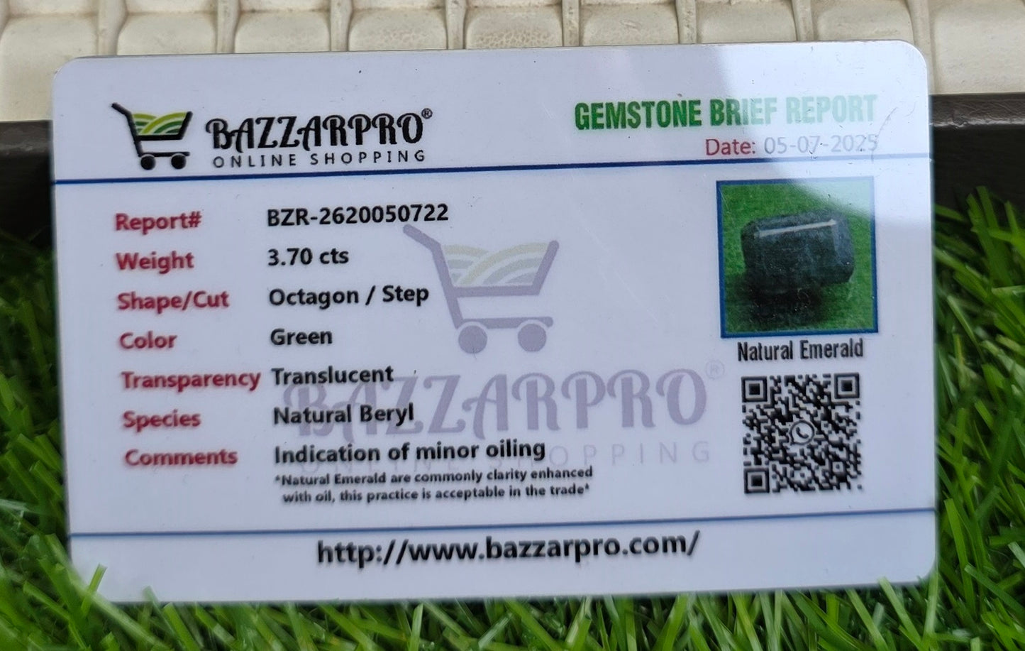 Natural Zambia Zamurd Stone With Lab Certificate