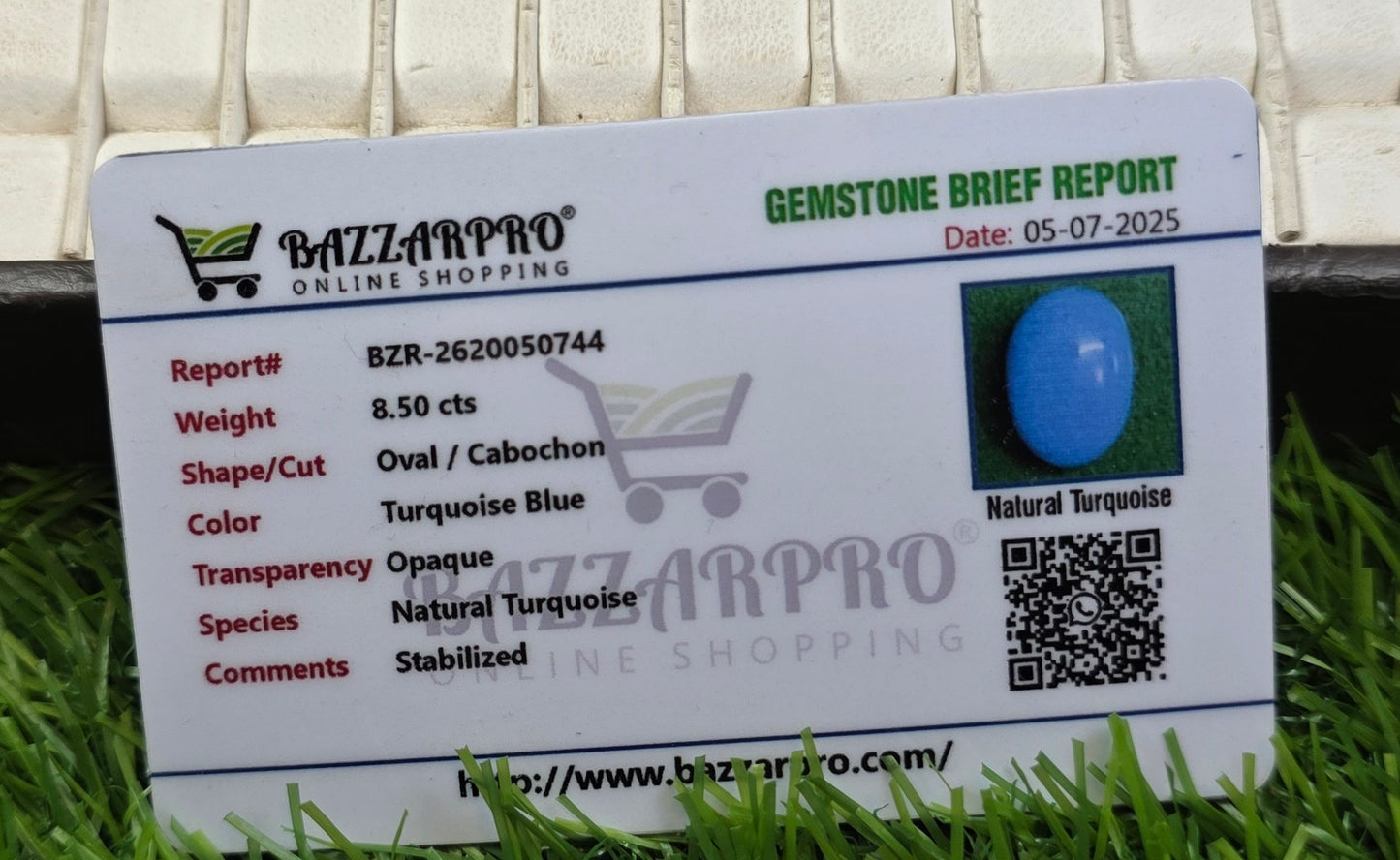 Natural Feroza Stone With Lab Certificate