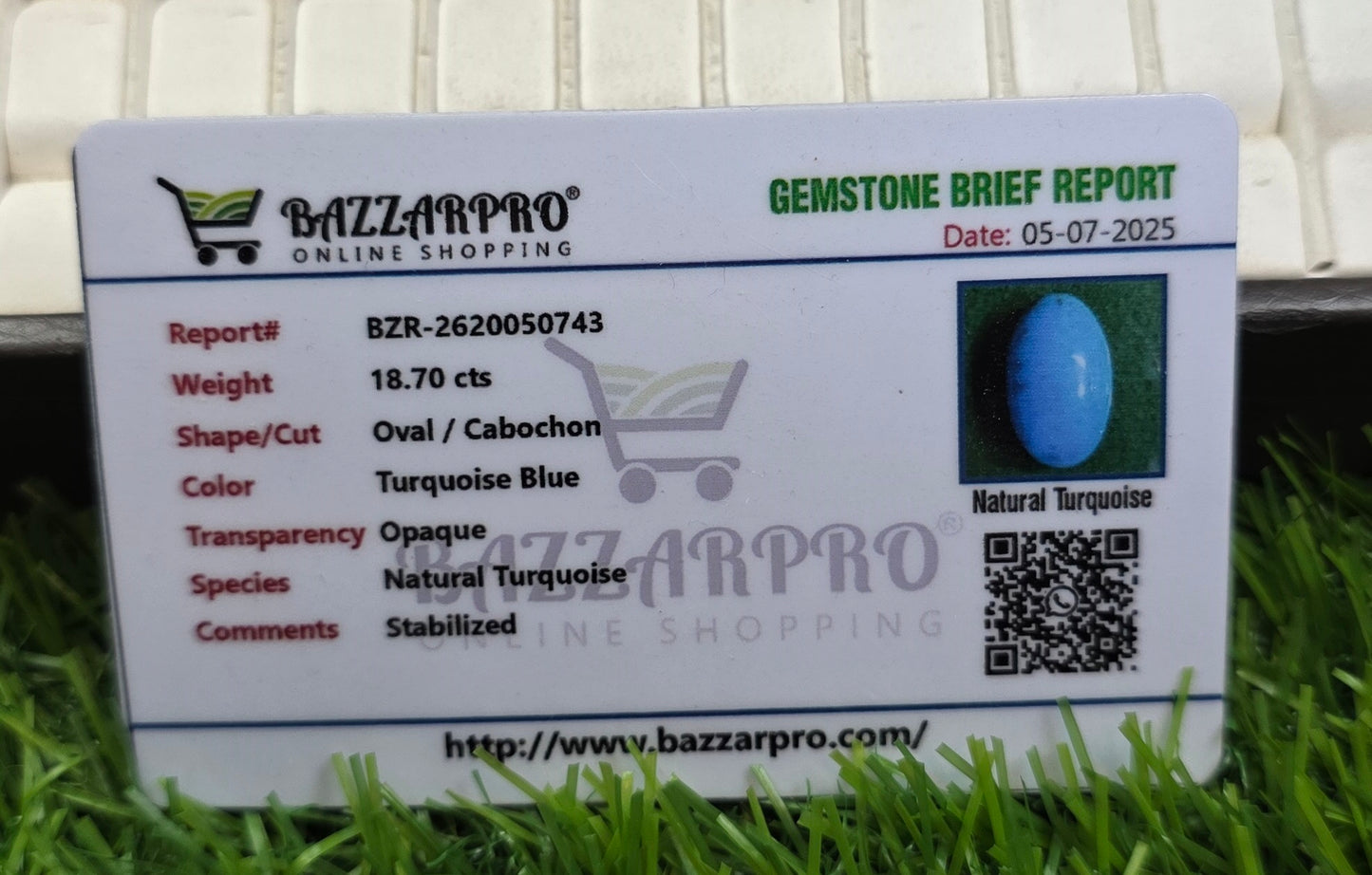Natural Feroza Stone With Lab Certificate
