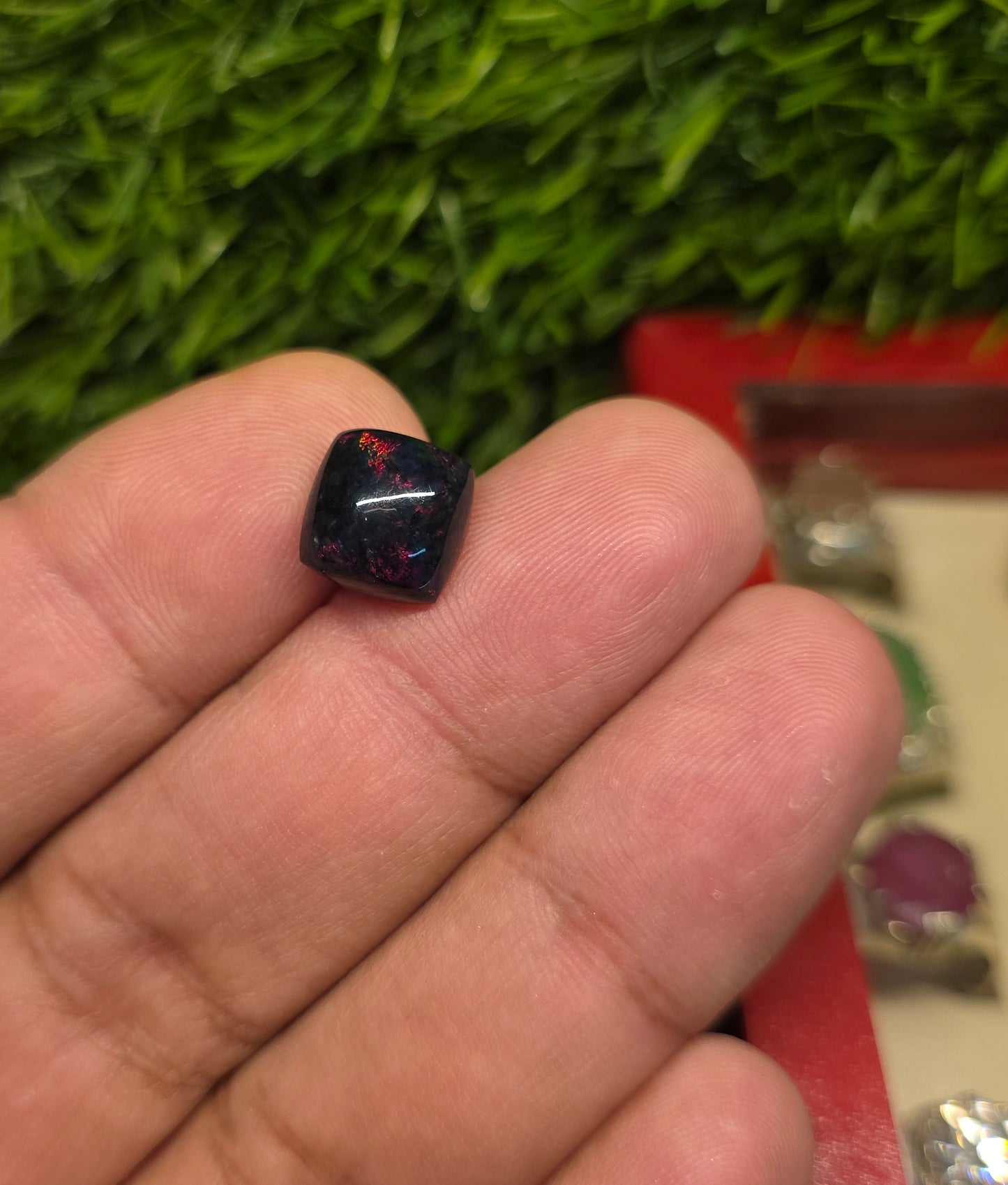 Natural Black Full Fire Opal Stone With Lab Certificate