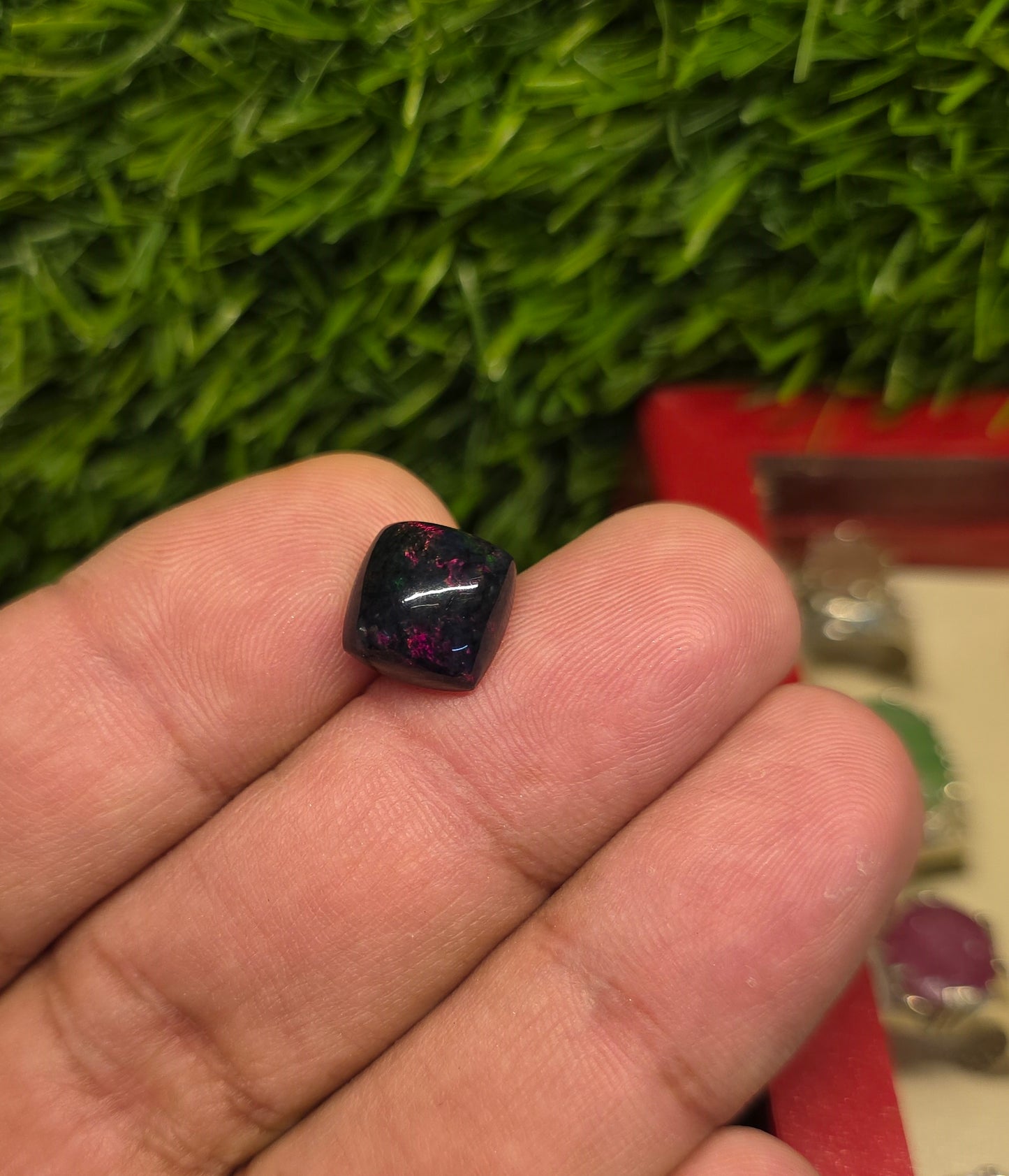 Natural Black Full Fire Opal Stone With Lab Certificate
