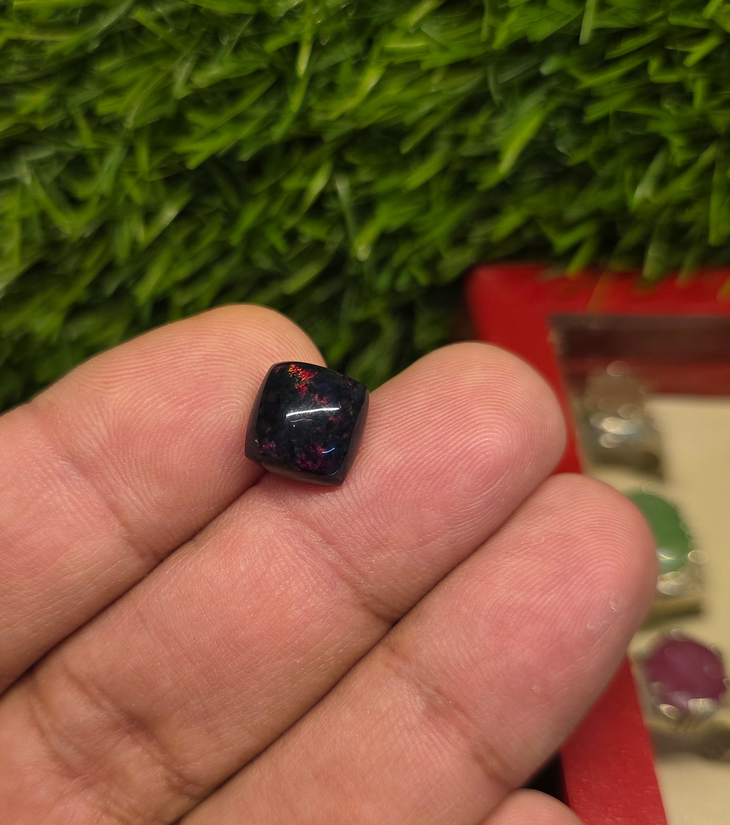 Natural Black Full Fire Opal Stone With Lab Certificate