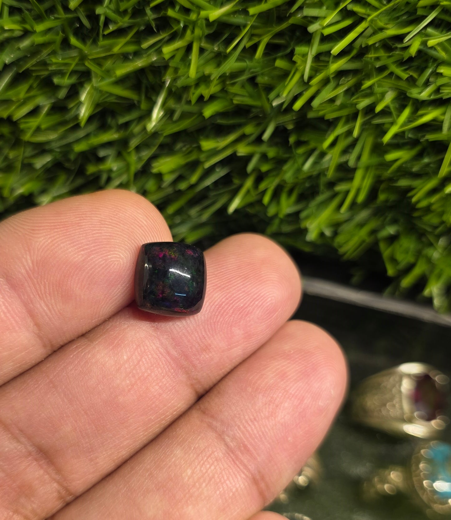 Natural Black Full Fire Opal Stone With Lab Certificate