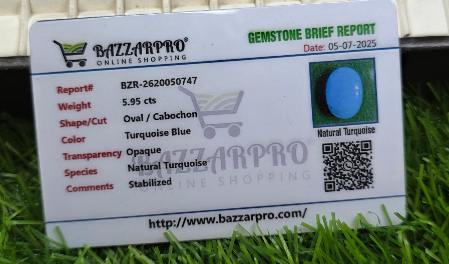 Natural Feroza Stone With Lab Certificate