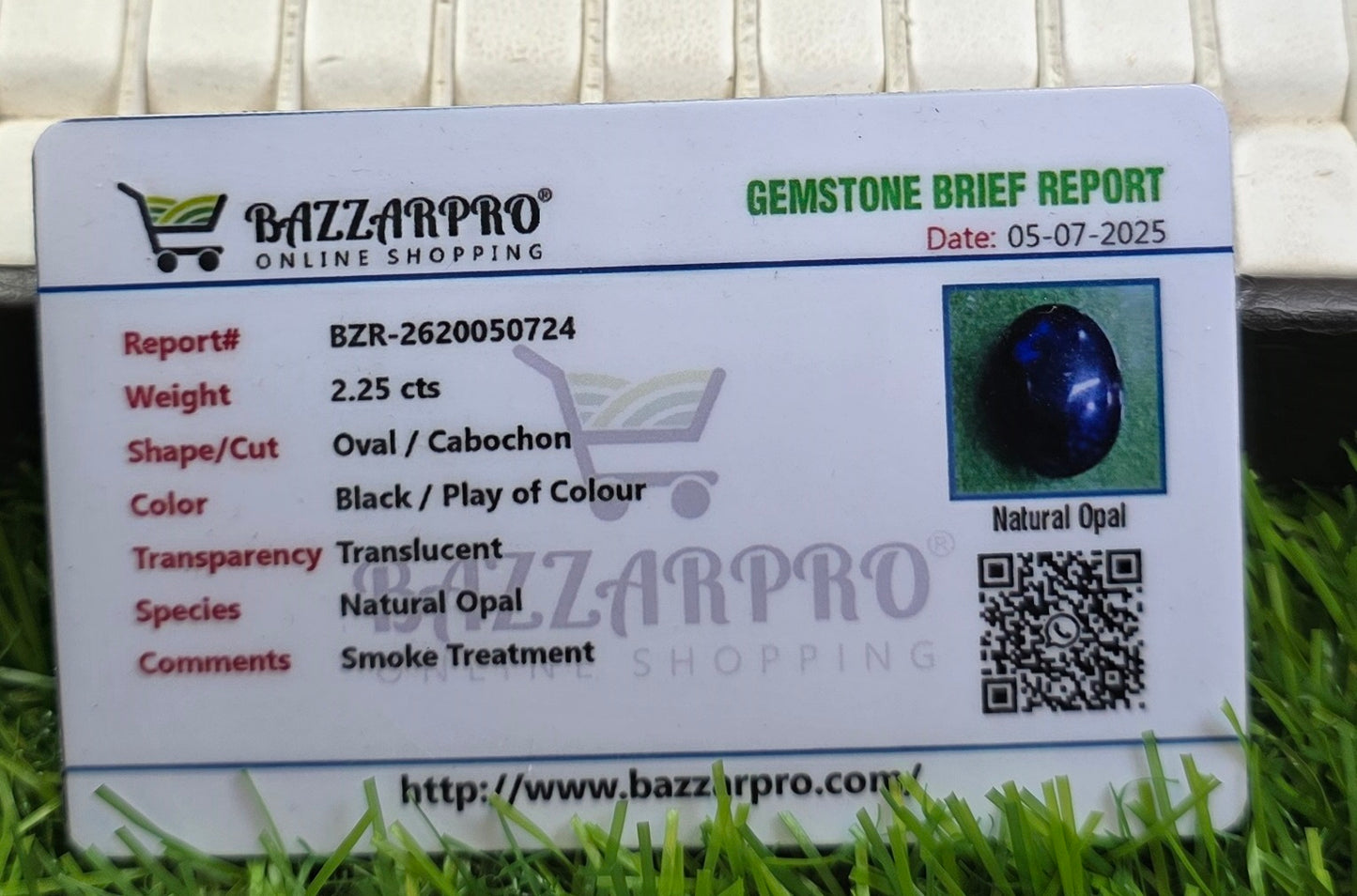 Natural Blue Opal Stone With Lab Certificate