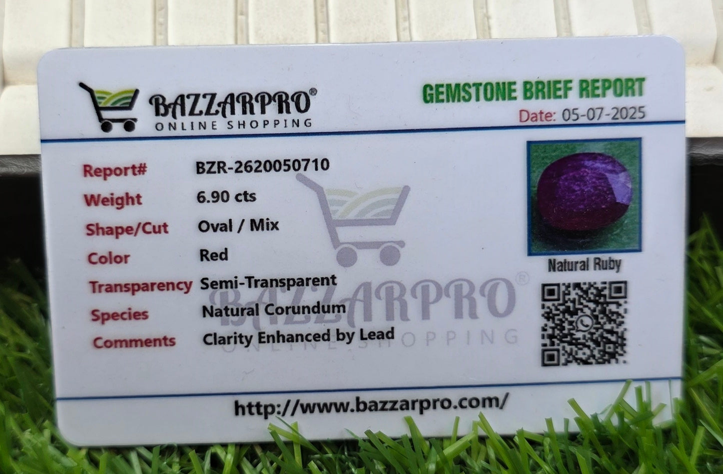 Natural Ruby Stone With Lab Certificate