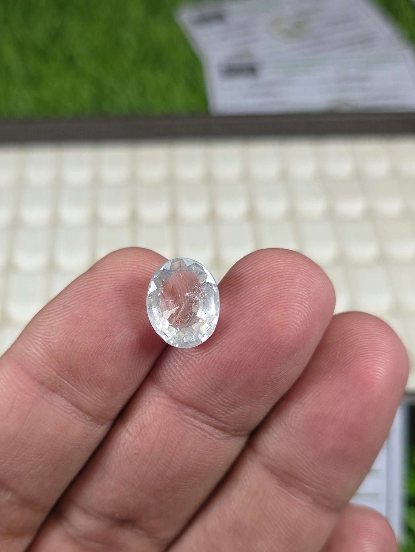 Natural White Pukhraj Stone With Lab Certificate
