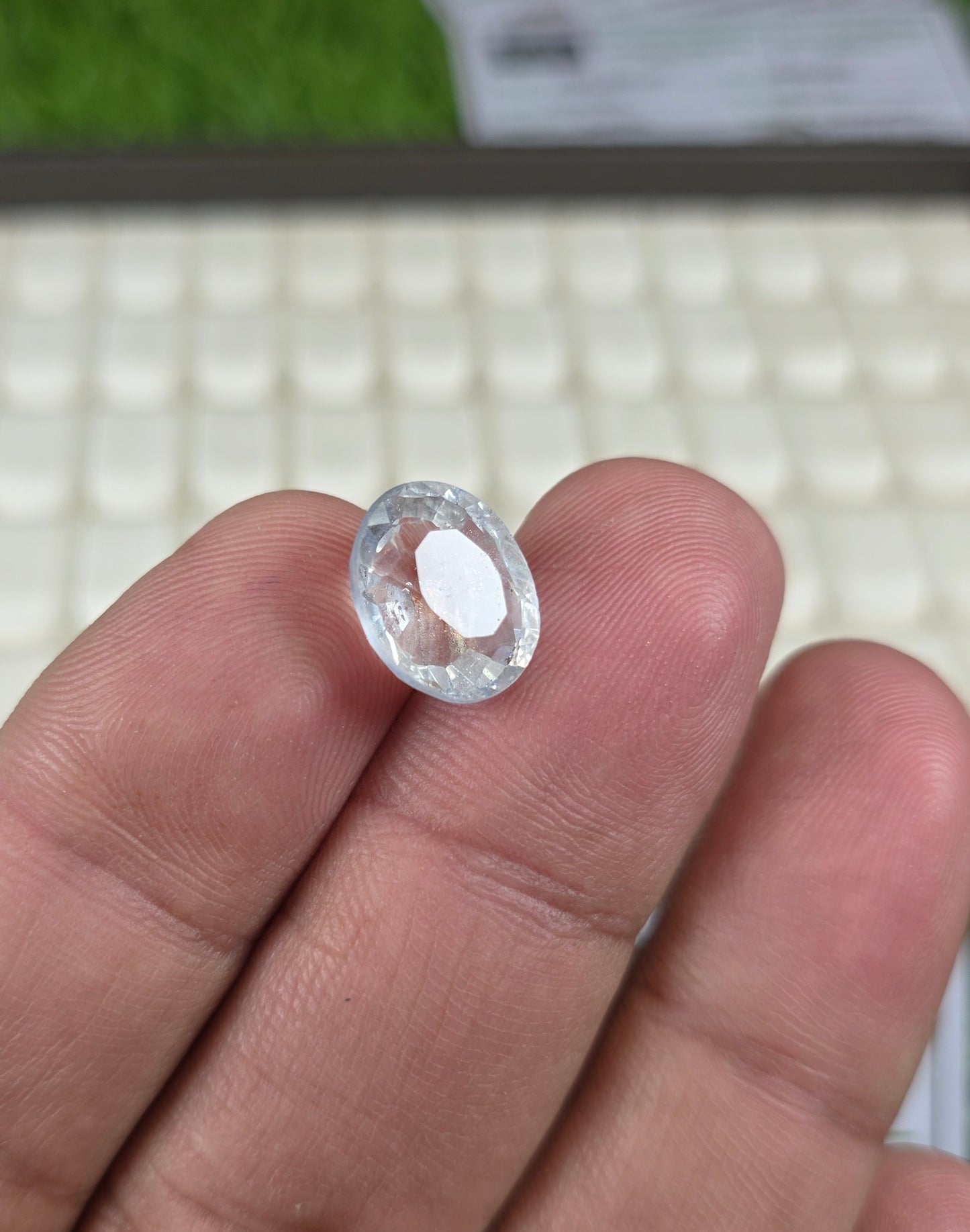 Natural White Pukhraj Stone With Lab Certificate