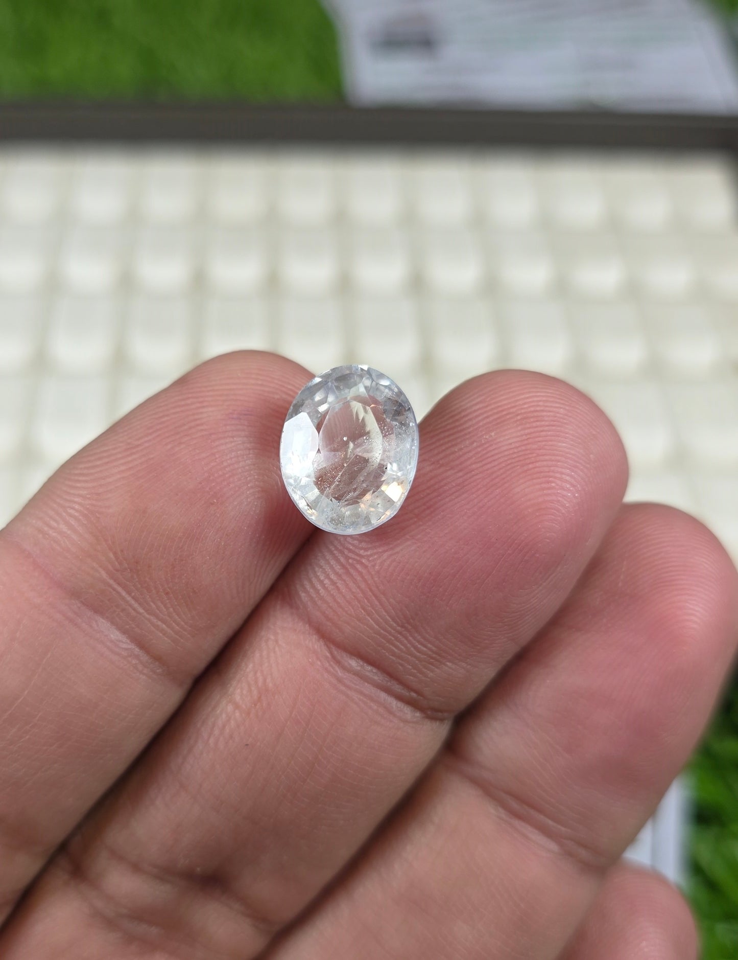 Natural White Pukhraj Stone With Lab Certificate