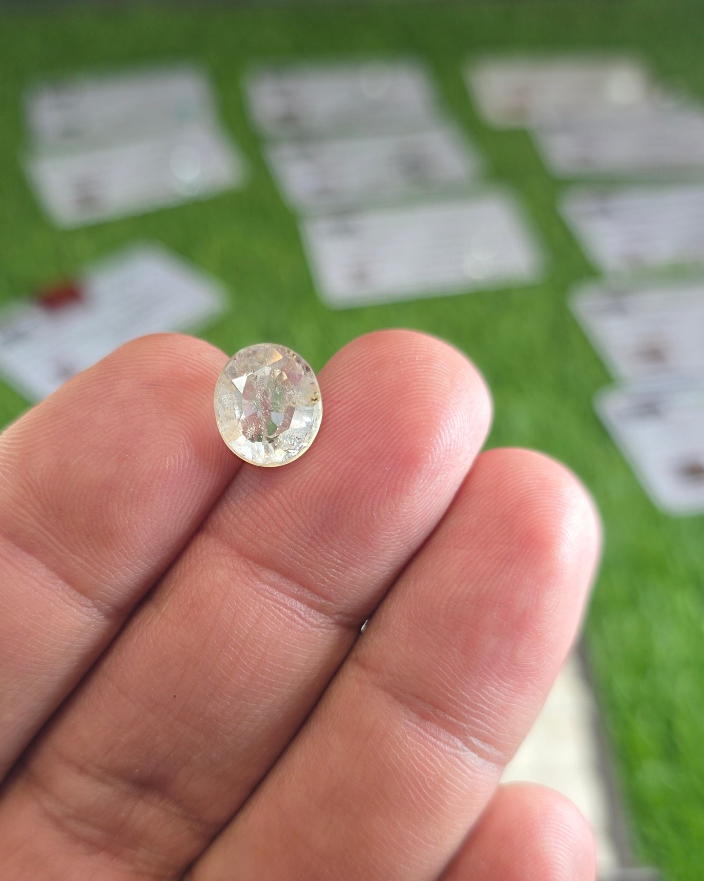 Natural White Pukhraj Stone With Lab Certificate