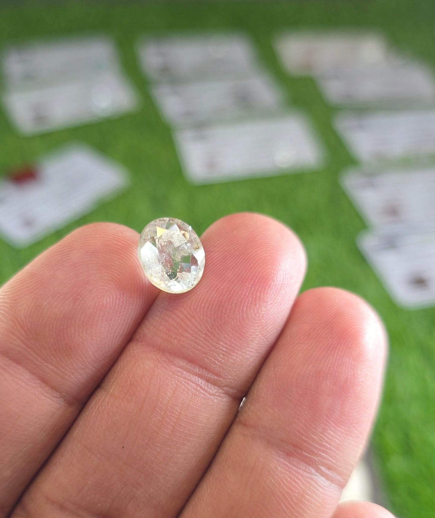 Natural White Pukhraj Stone With Lab Certificate