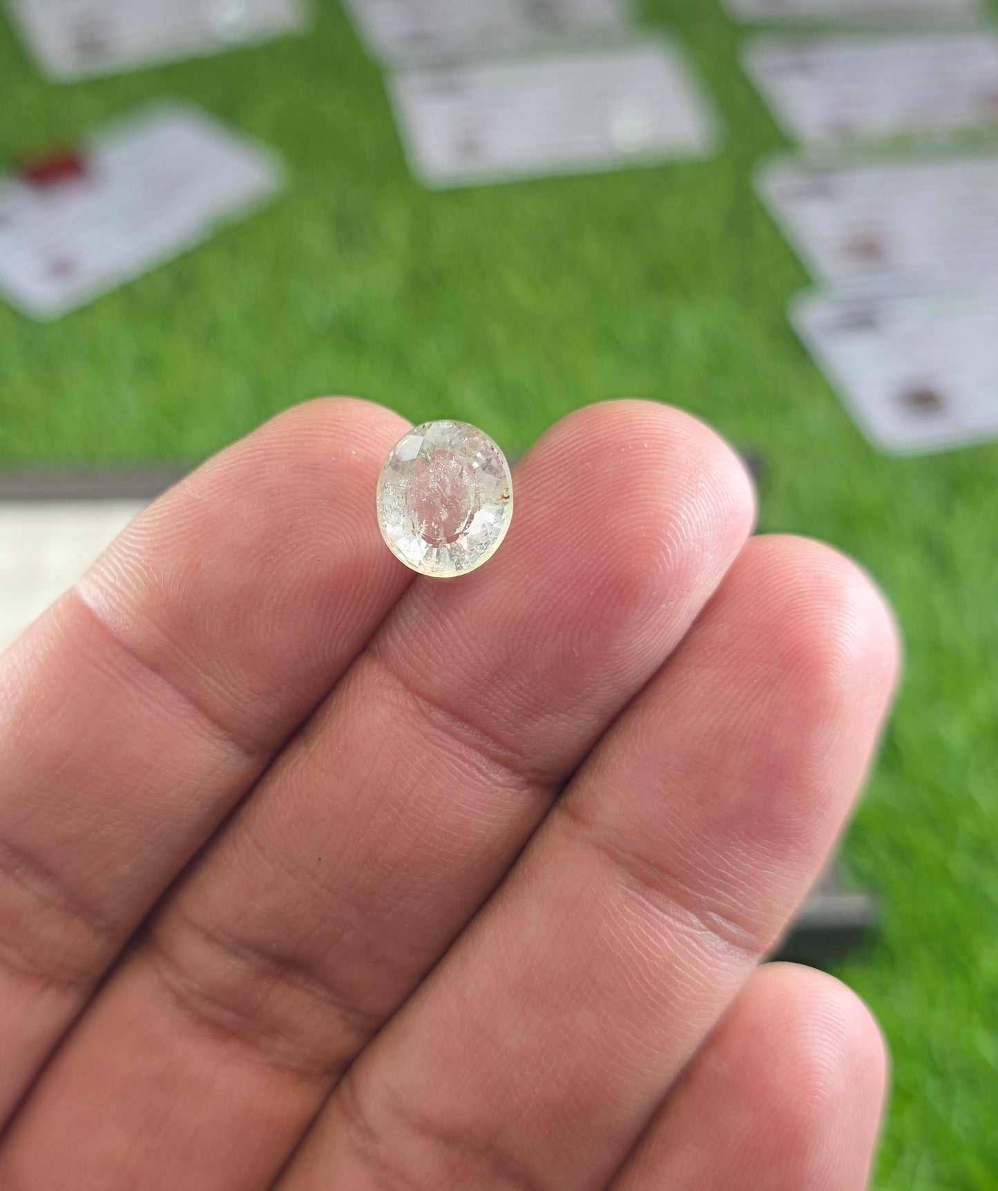 Natural White Pukhraj Stone With Lab Certificate