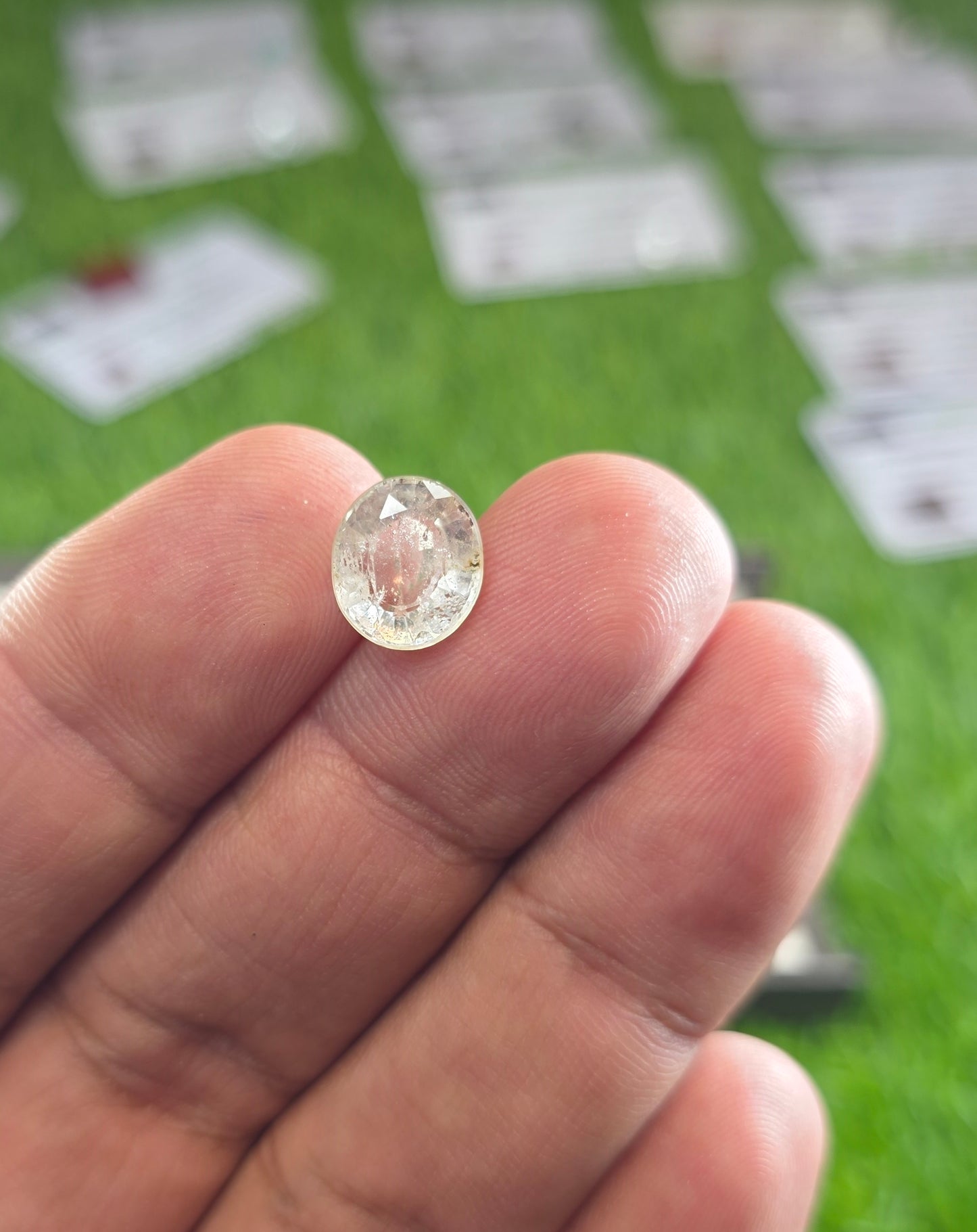 Natural White Pukhraj Stone With Lab Certificate