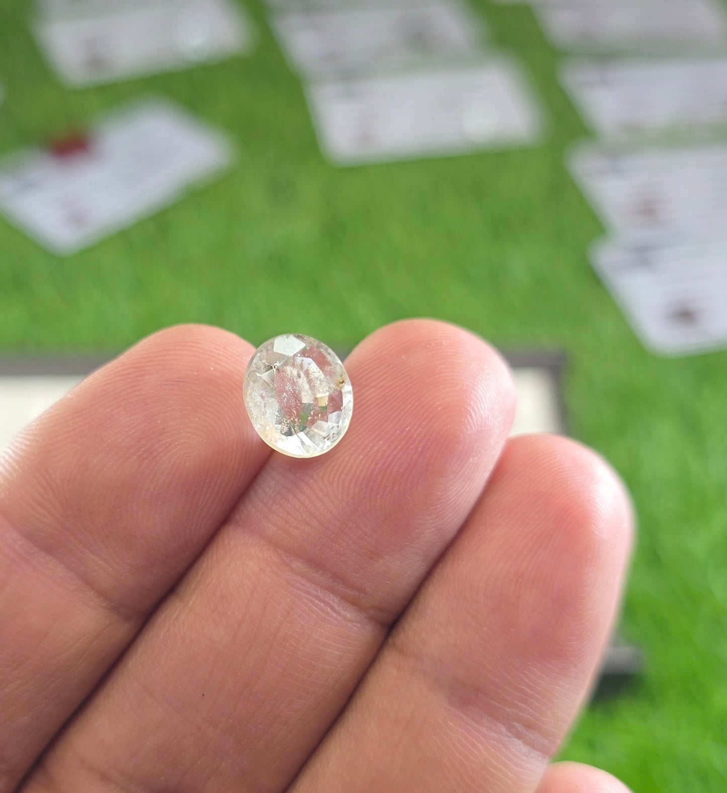 Natural White Pukhraj Stone With Lab Certificate