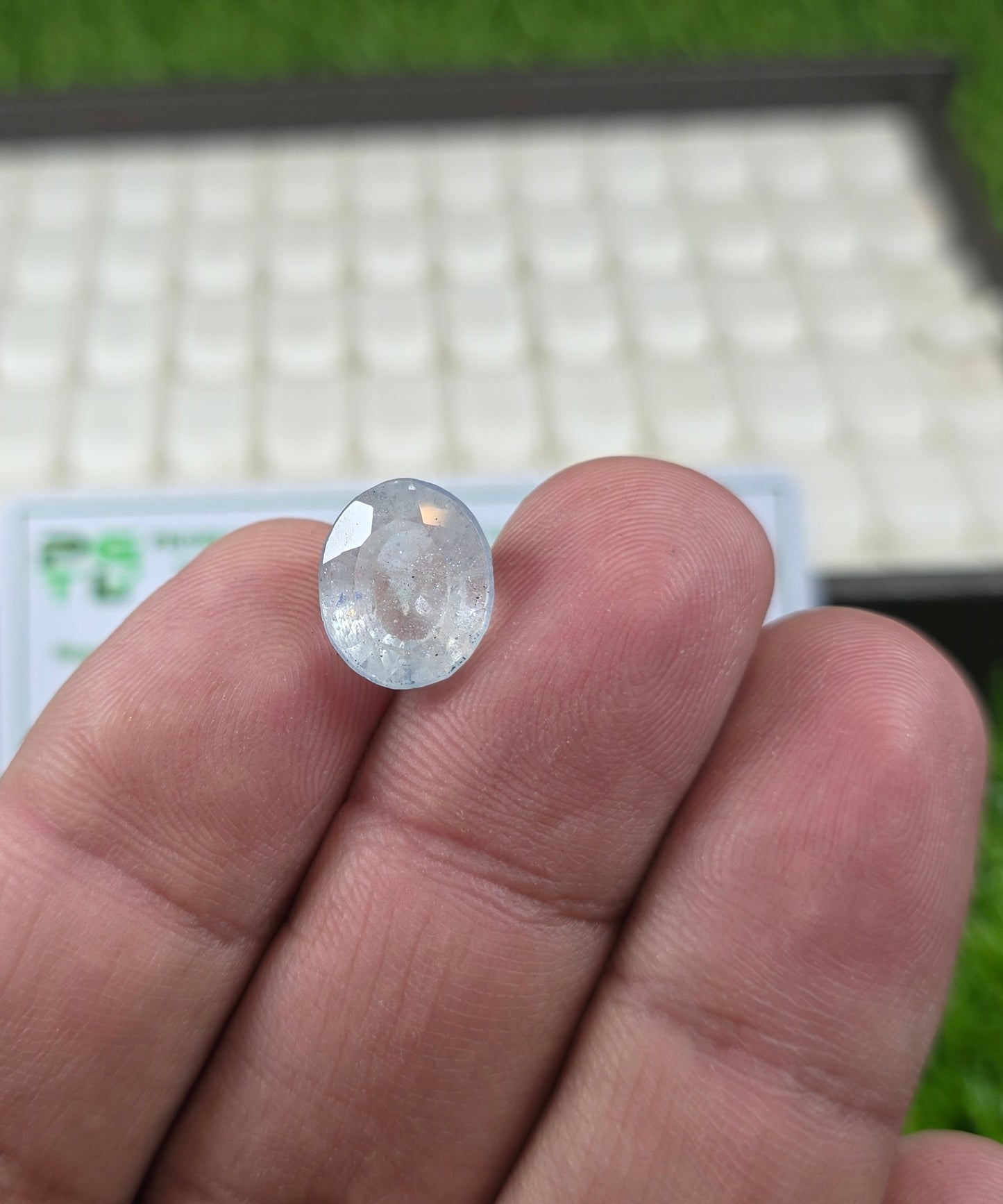 Natural White Pukhraj Stone With Lab Certificate
