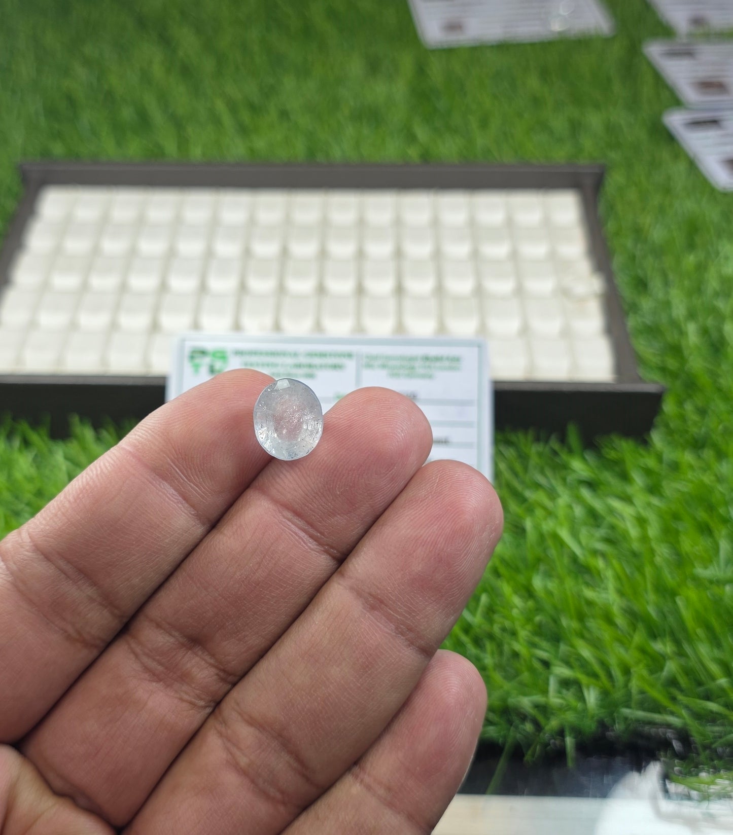 Natural White Pukhraj Stone With Lab Certificate