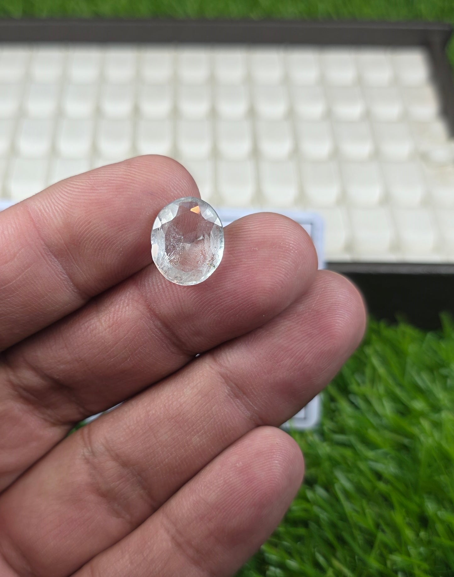 Natural White Pukhraj Stone With Lab Certificate