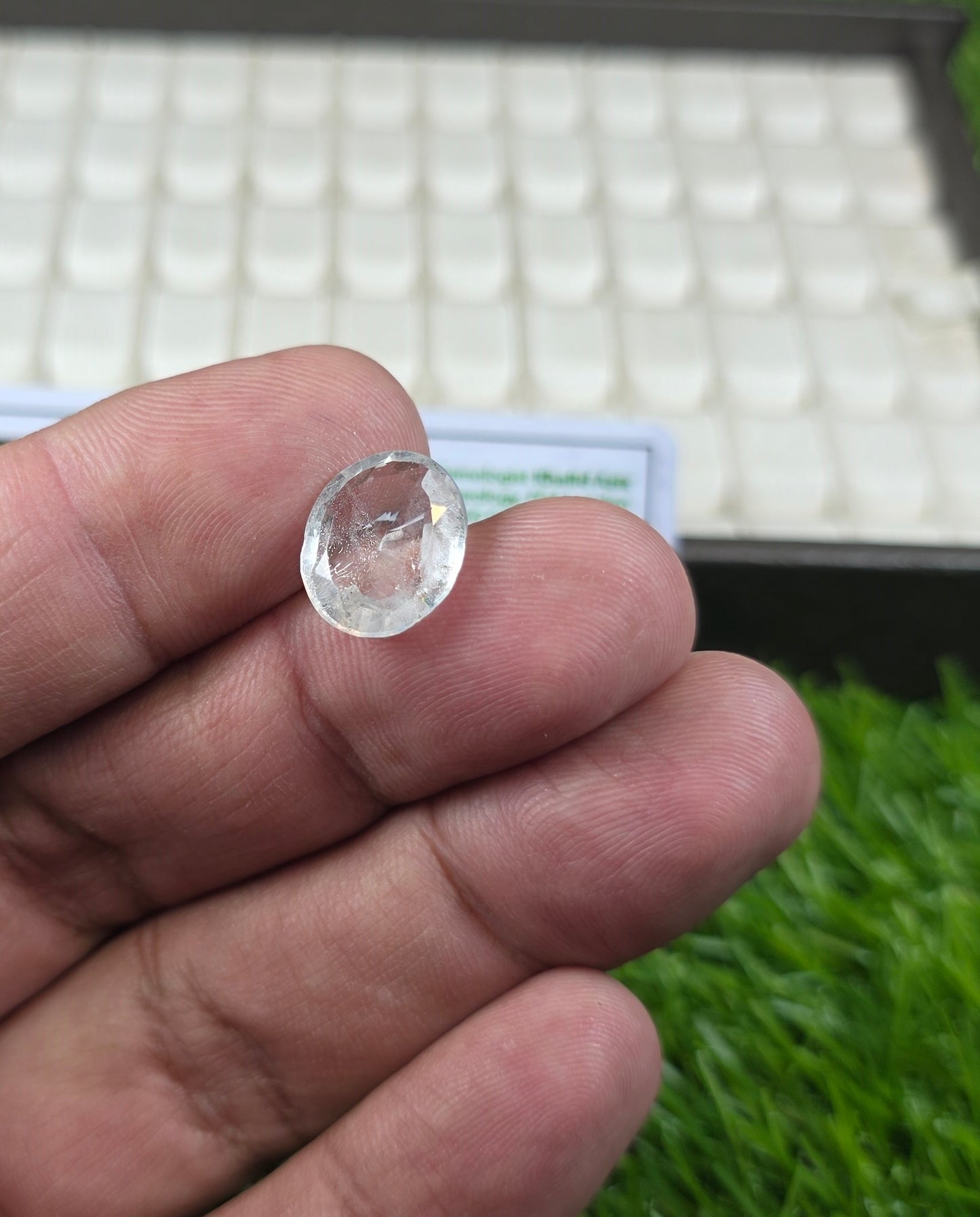Natural White Pukhraj Stone With Lab Certificate