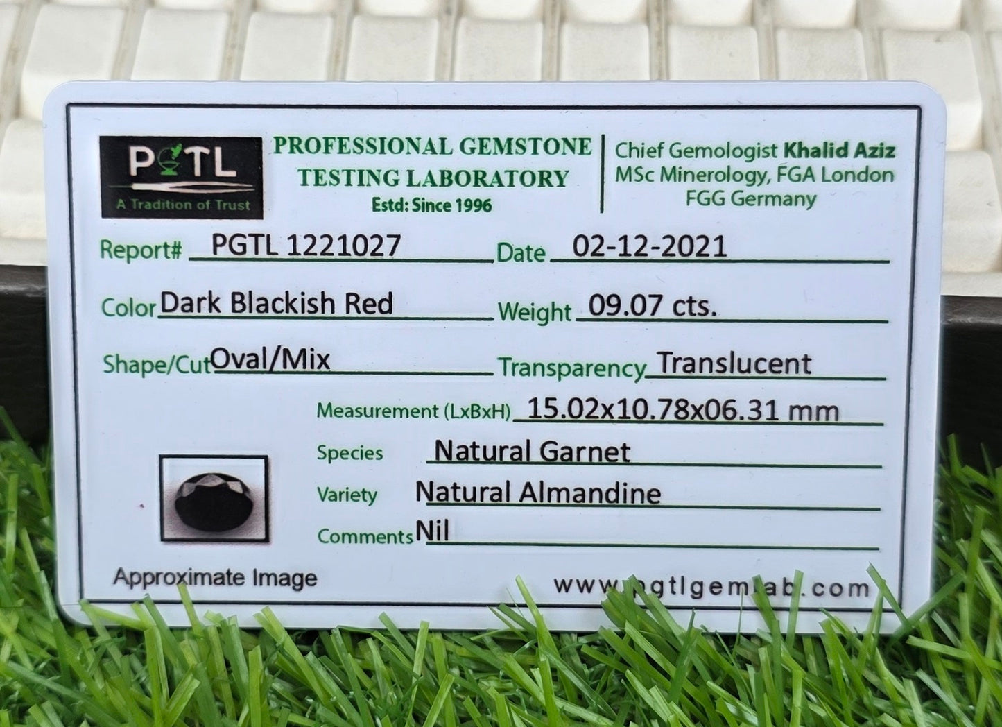 Natural Garnet Stone With Lab Certificate
