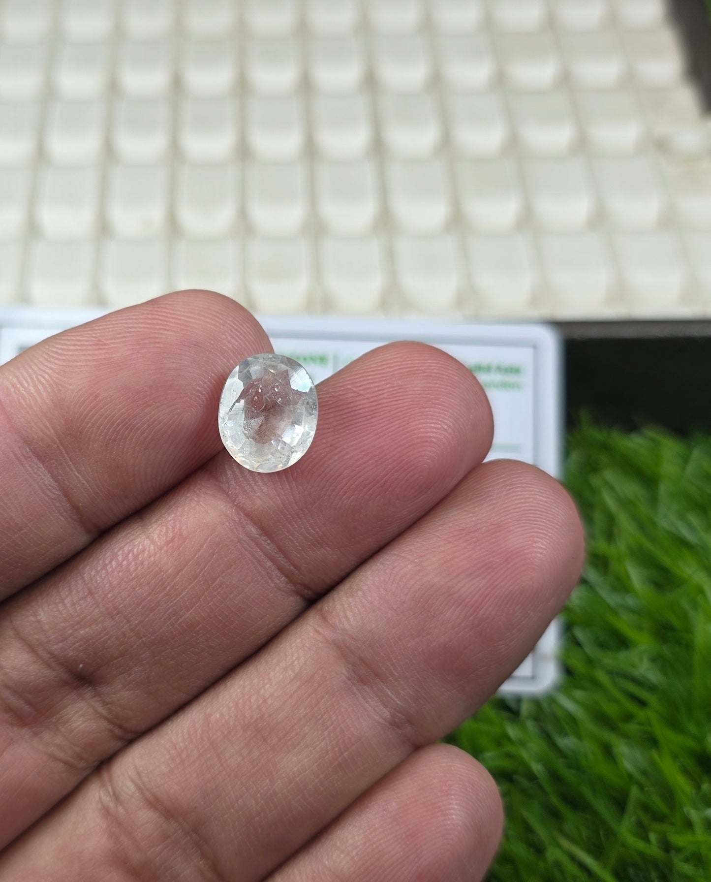 Natural White Pukhraj Stone With Lab Certificate