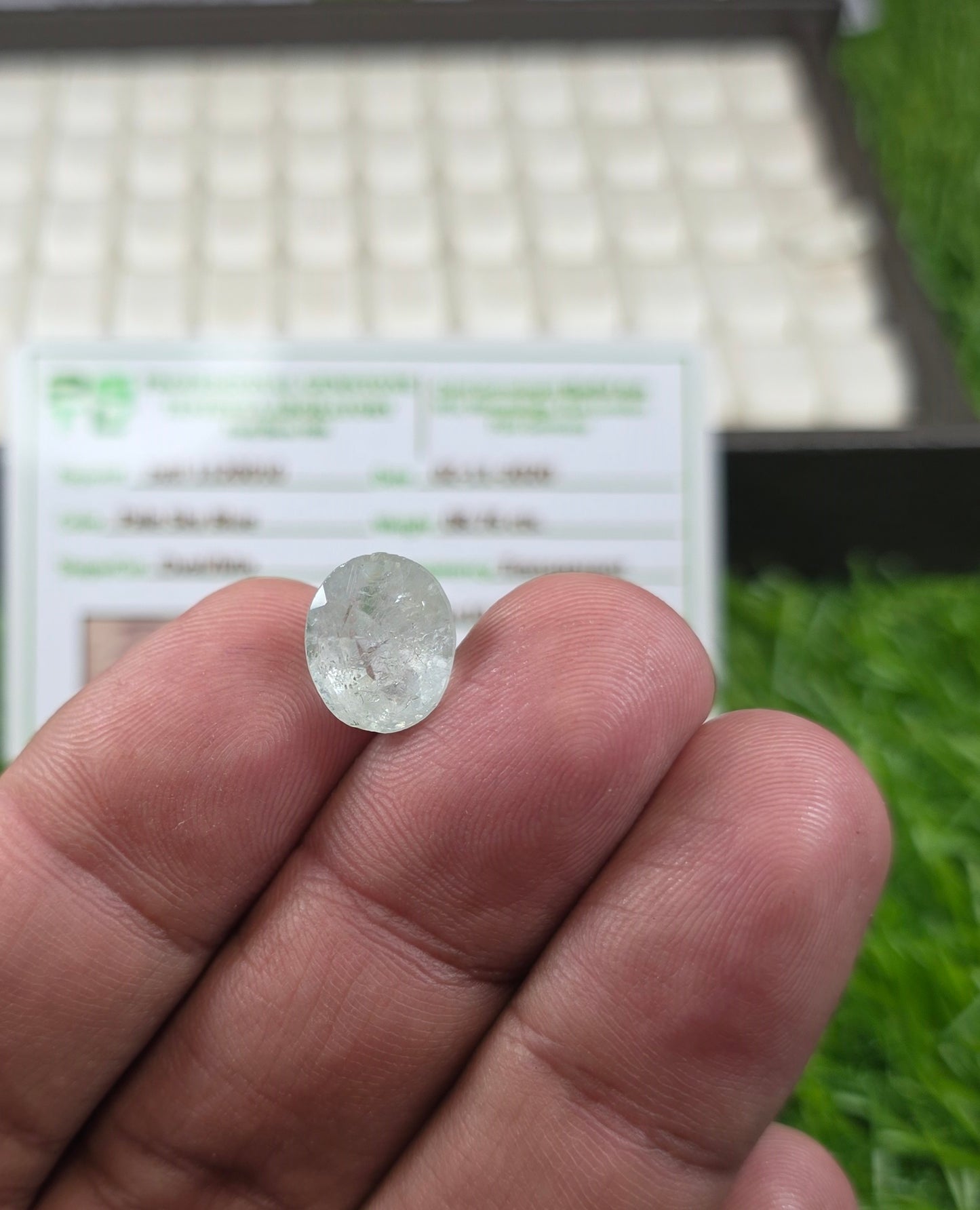 Natural White Pukhraj Stone With Lab Certificate