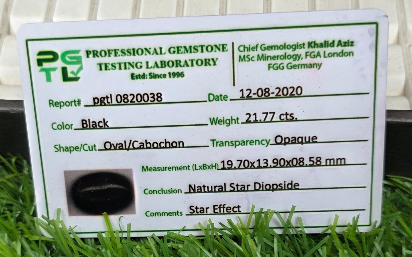 Natural Star Diopside Stone With Lab Certificate