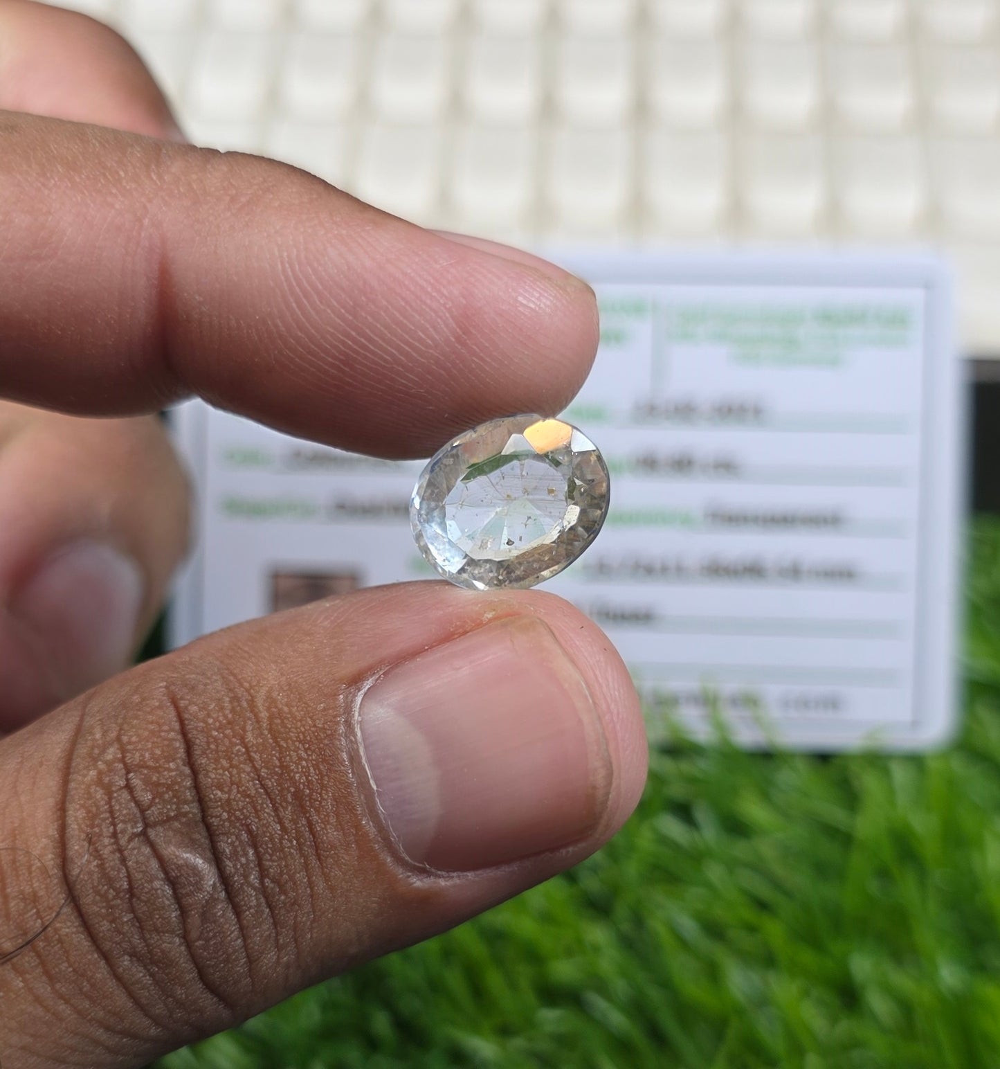 Natural White Pukhraj Stone With Lab Certificate