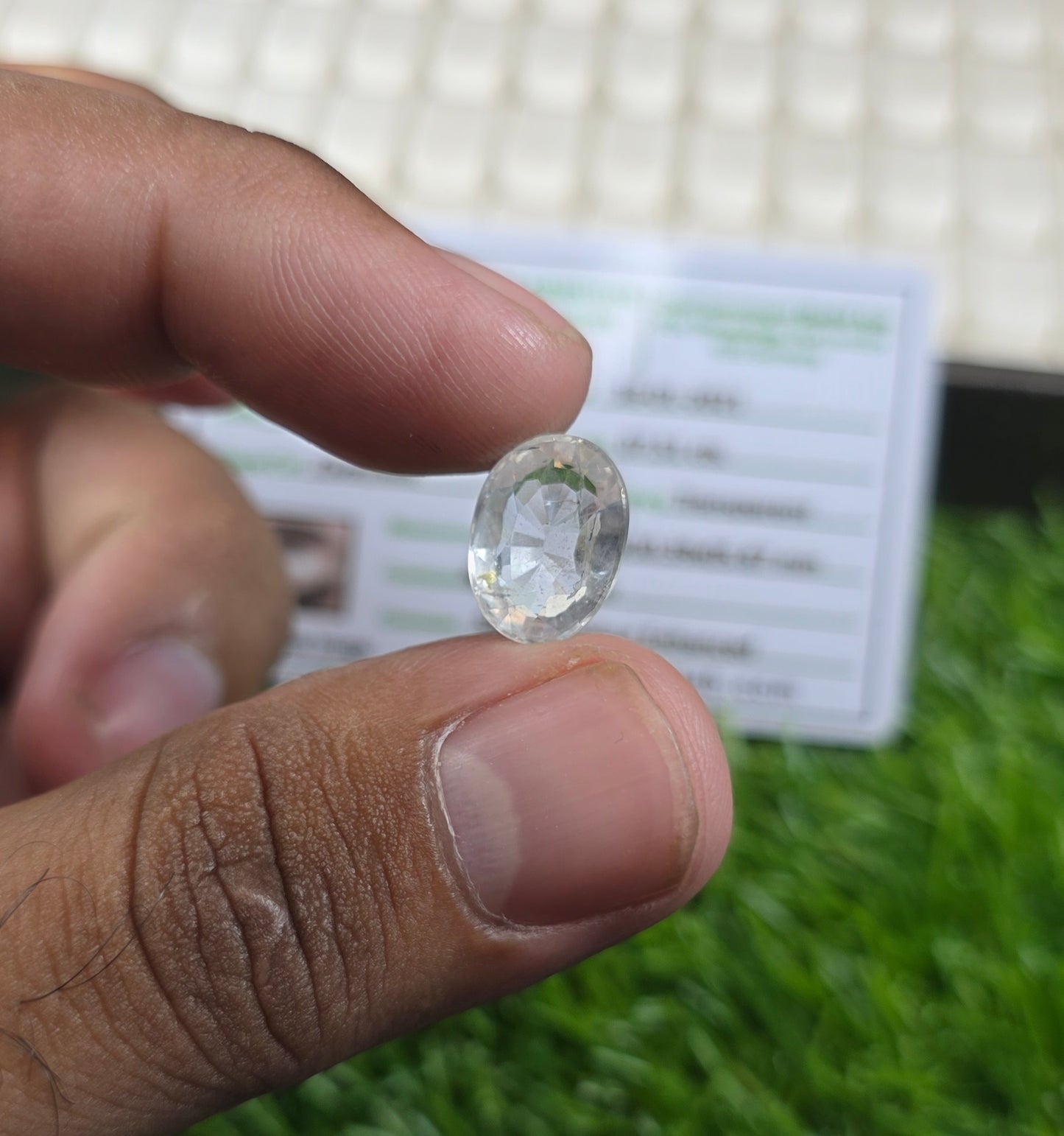 Natural White Pukhraj Stone With Lab Certificate
