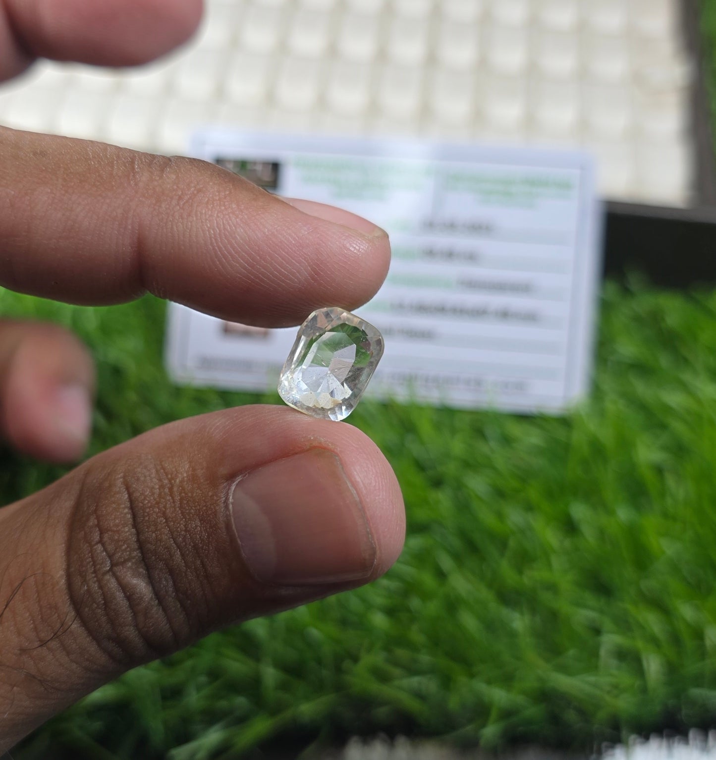 Natural White Pukhraj Stone With Lab Certificate