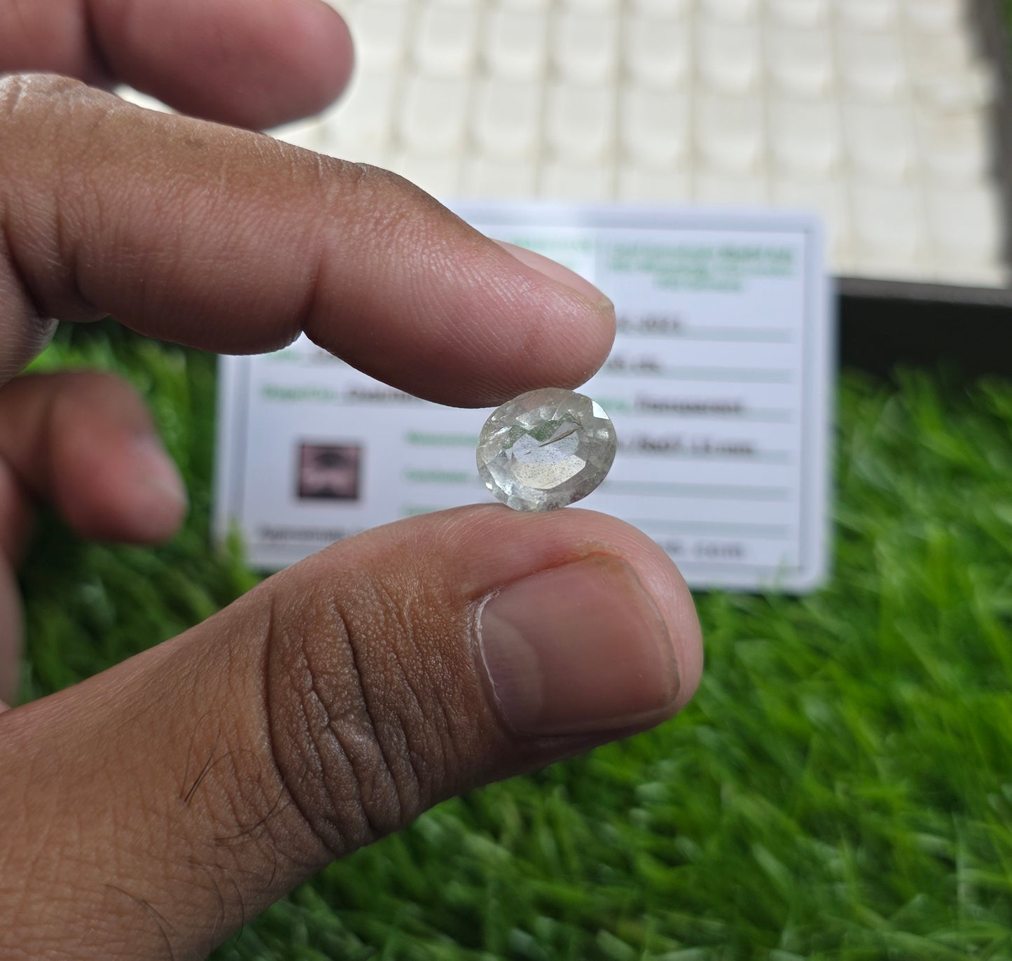 Natural White Pukhraj Stone With Lab Certificate