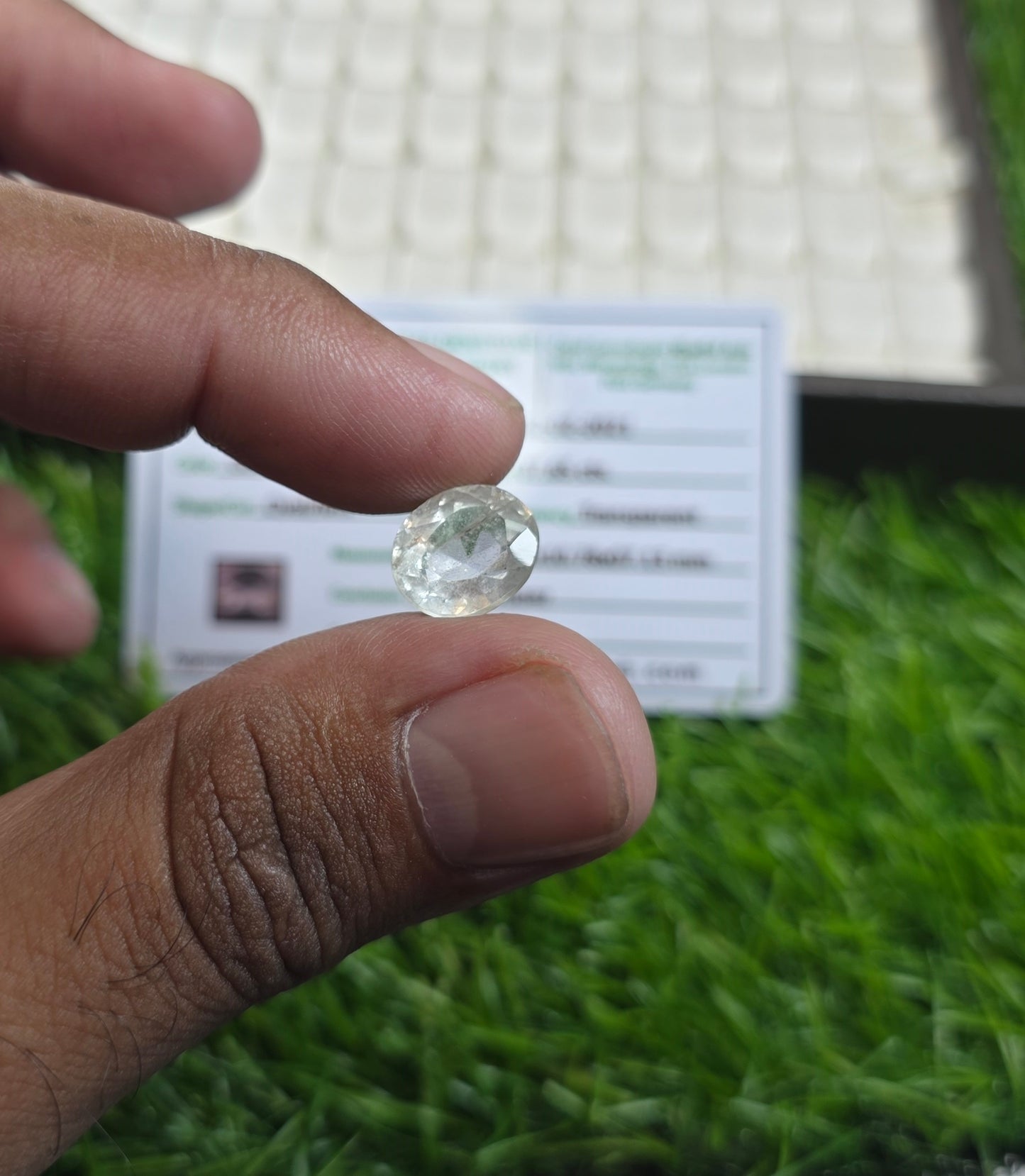 Natural White Pukhraj Stone With Lab Certificate