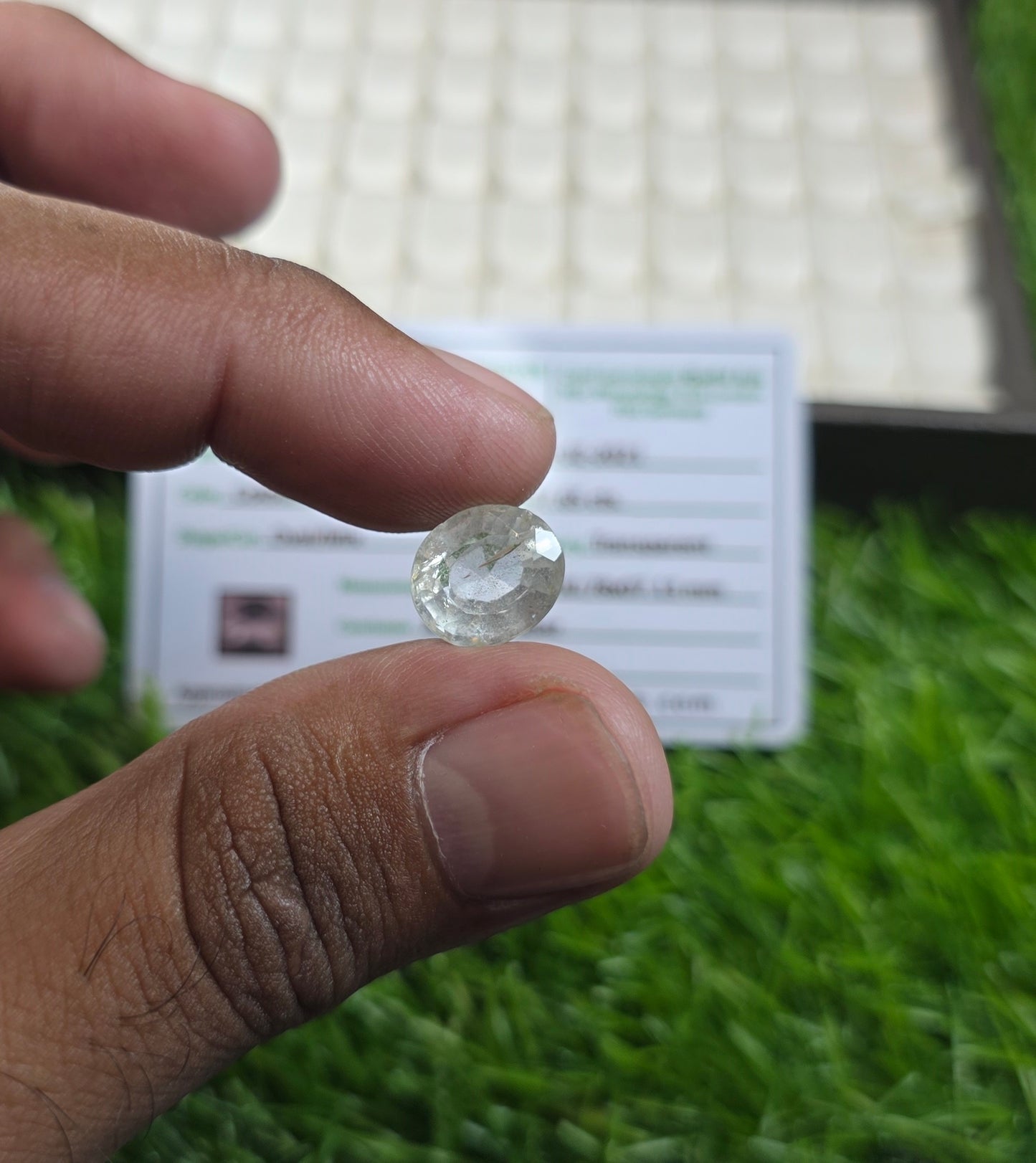 Natural White Pukhraj Stone With Lab Certificate