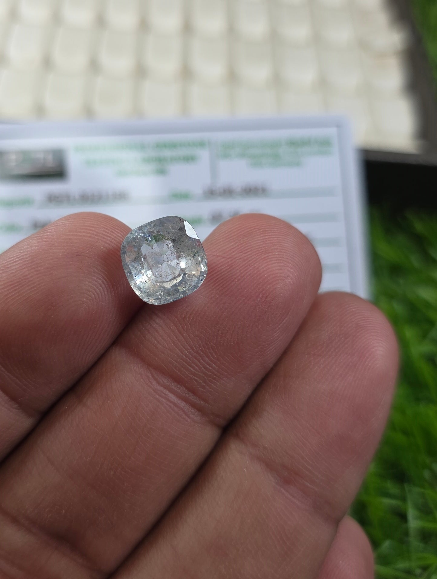 Natural White Pukhraj Stone With Lab Certificate