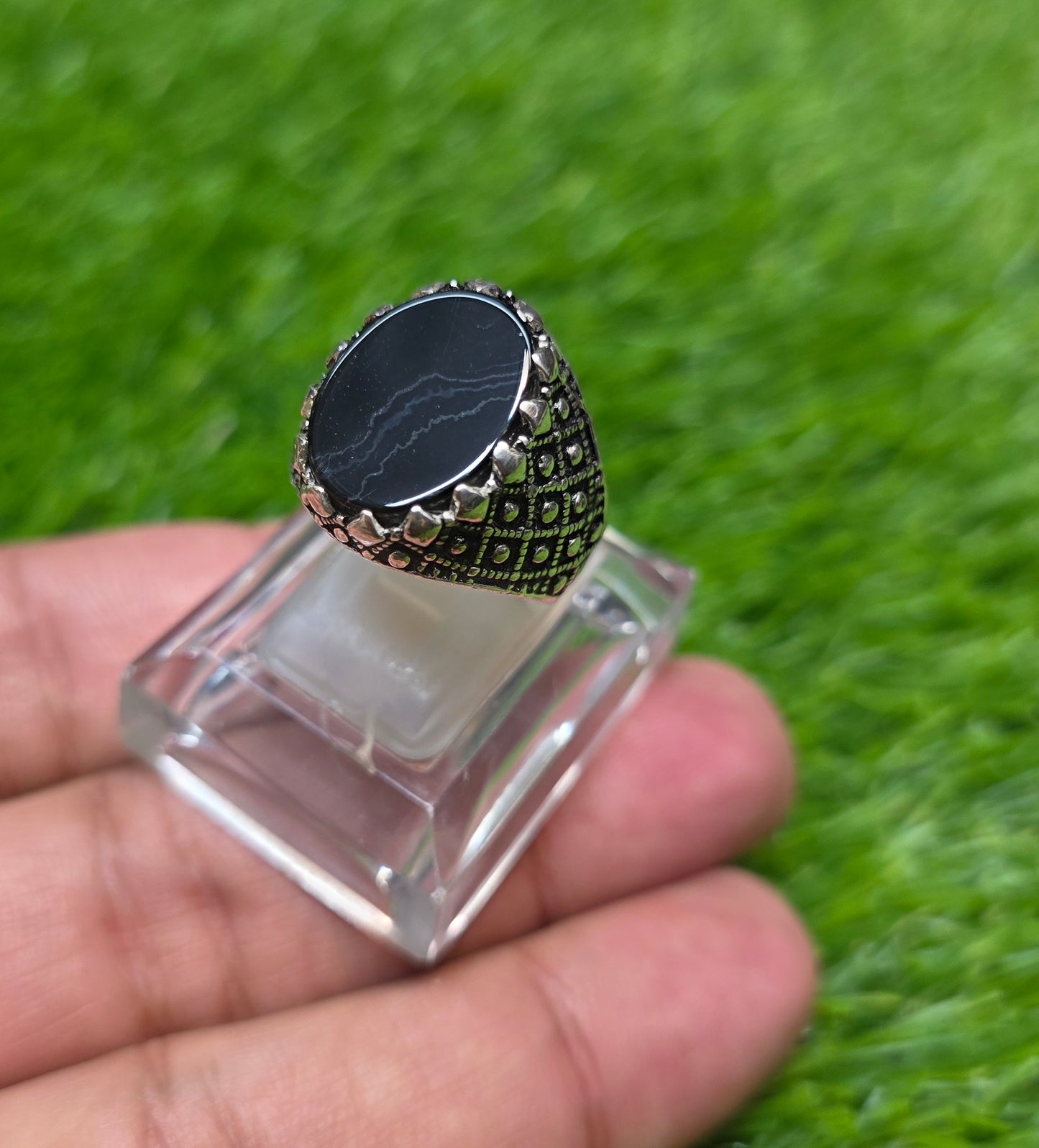Premium Quality Black Aqeeq Ring