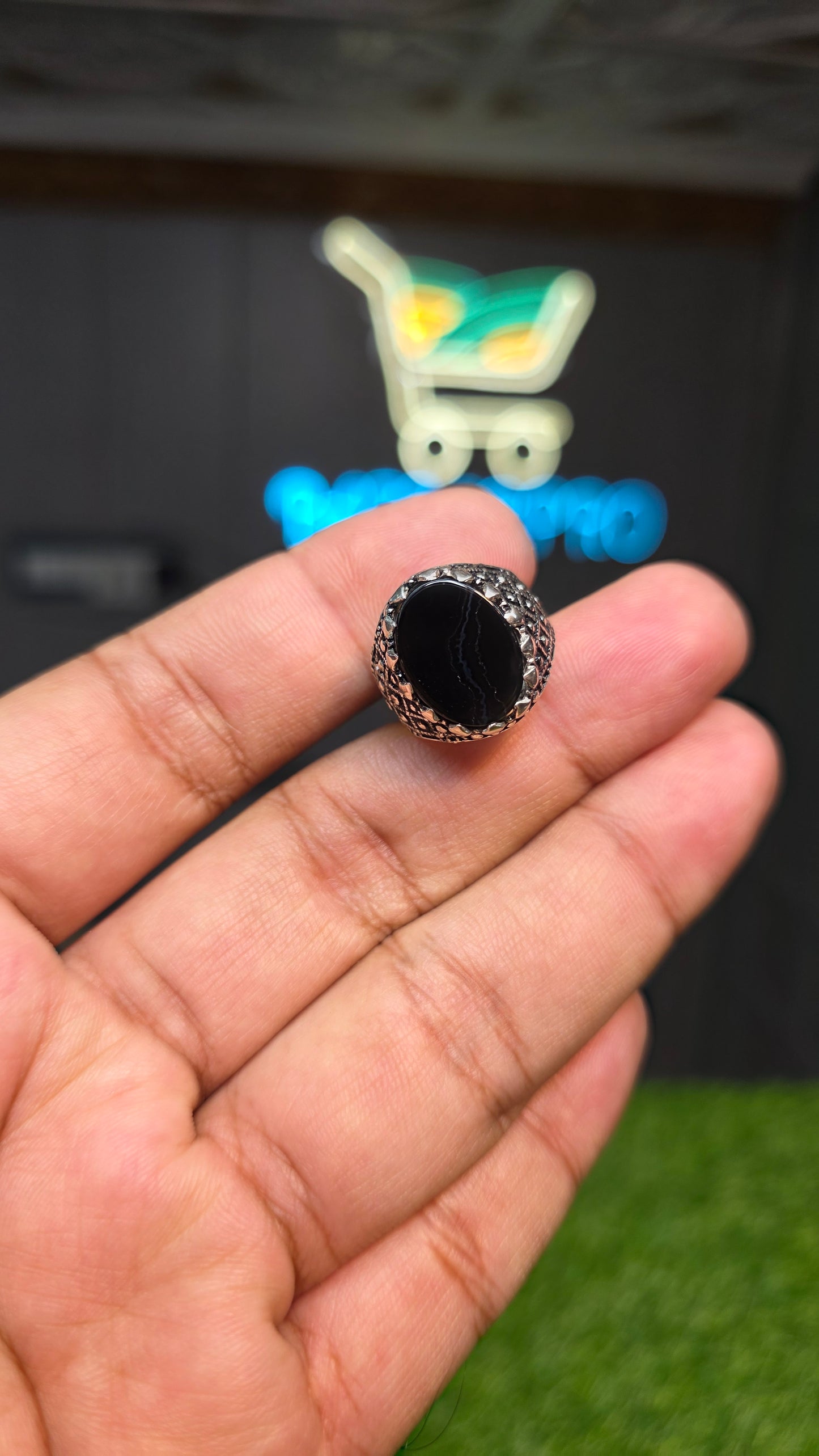Premium Quality Black Aqeeq Ring