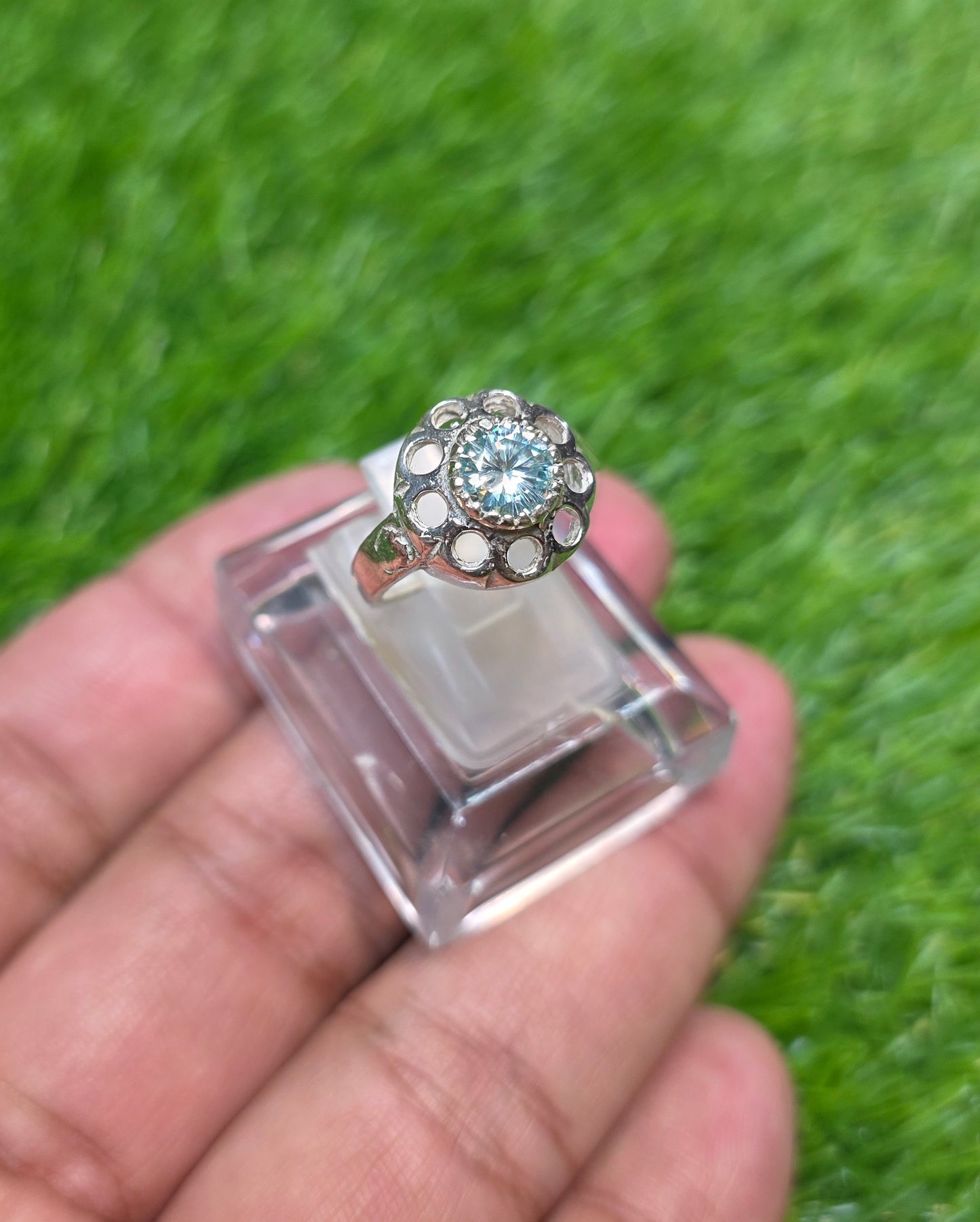 Premium Quality Aqua Moissanite Ring