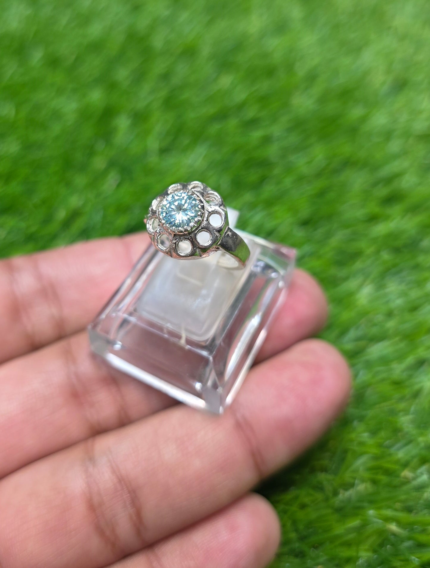 Premium Quality Aqua Moissanite Ring