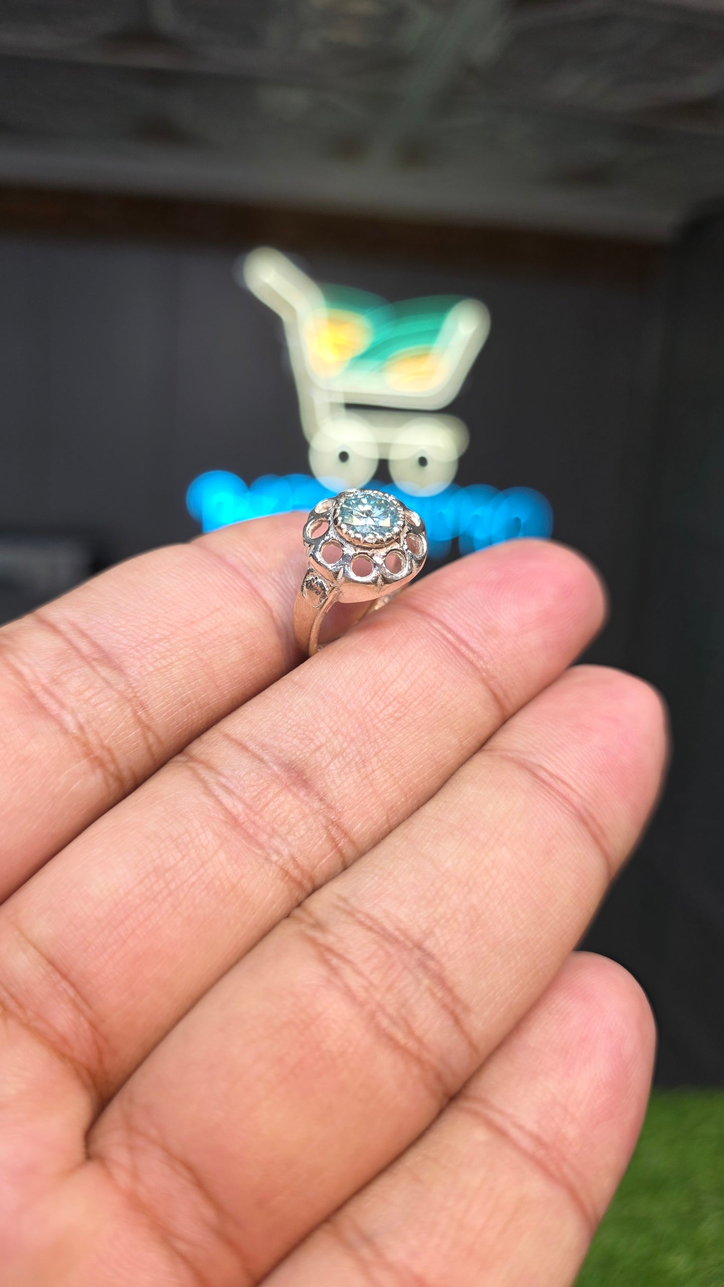 Premium Quality Aqua Moissanite Ring