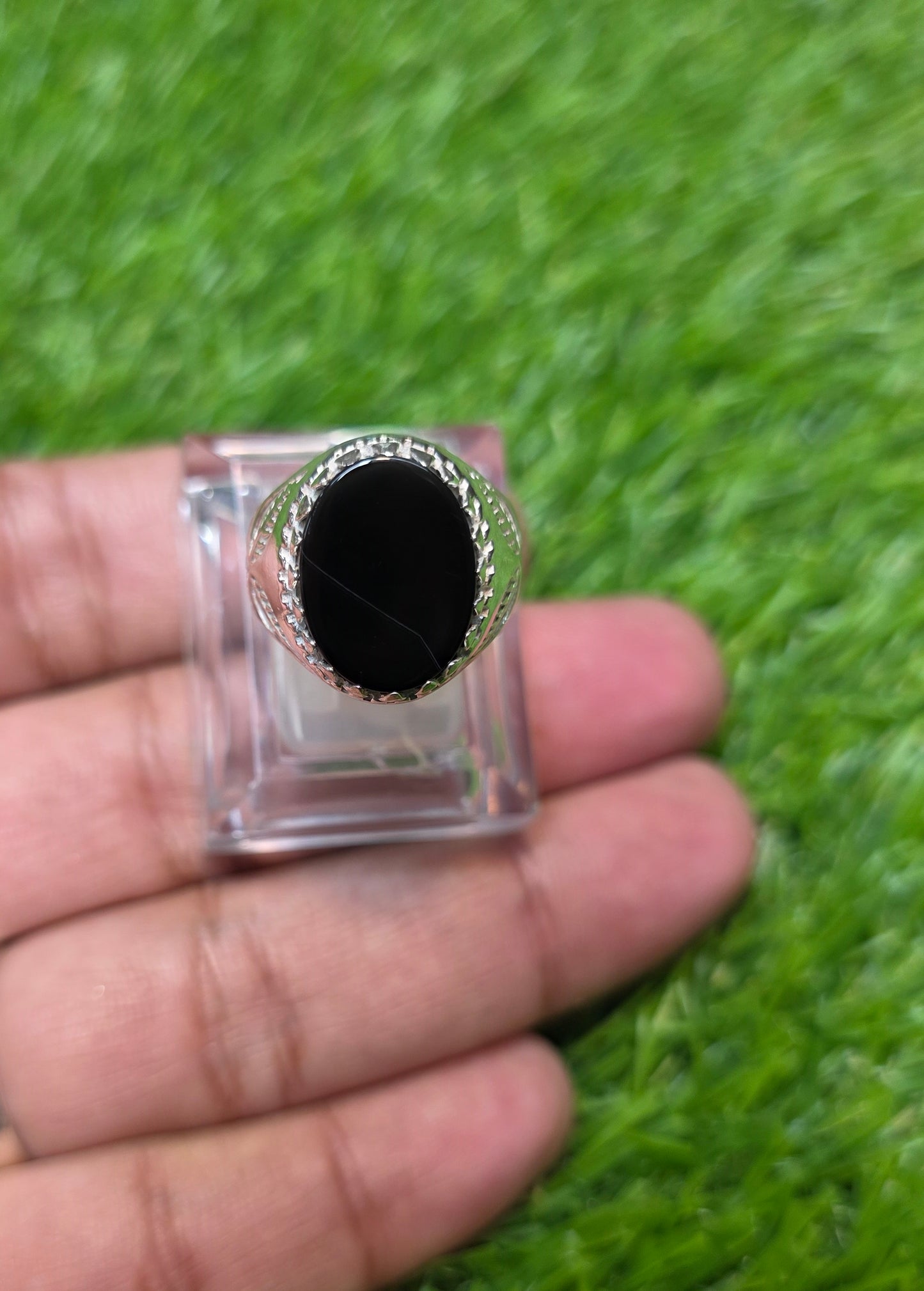 Premium Quality Black Aqeeq Ring