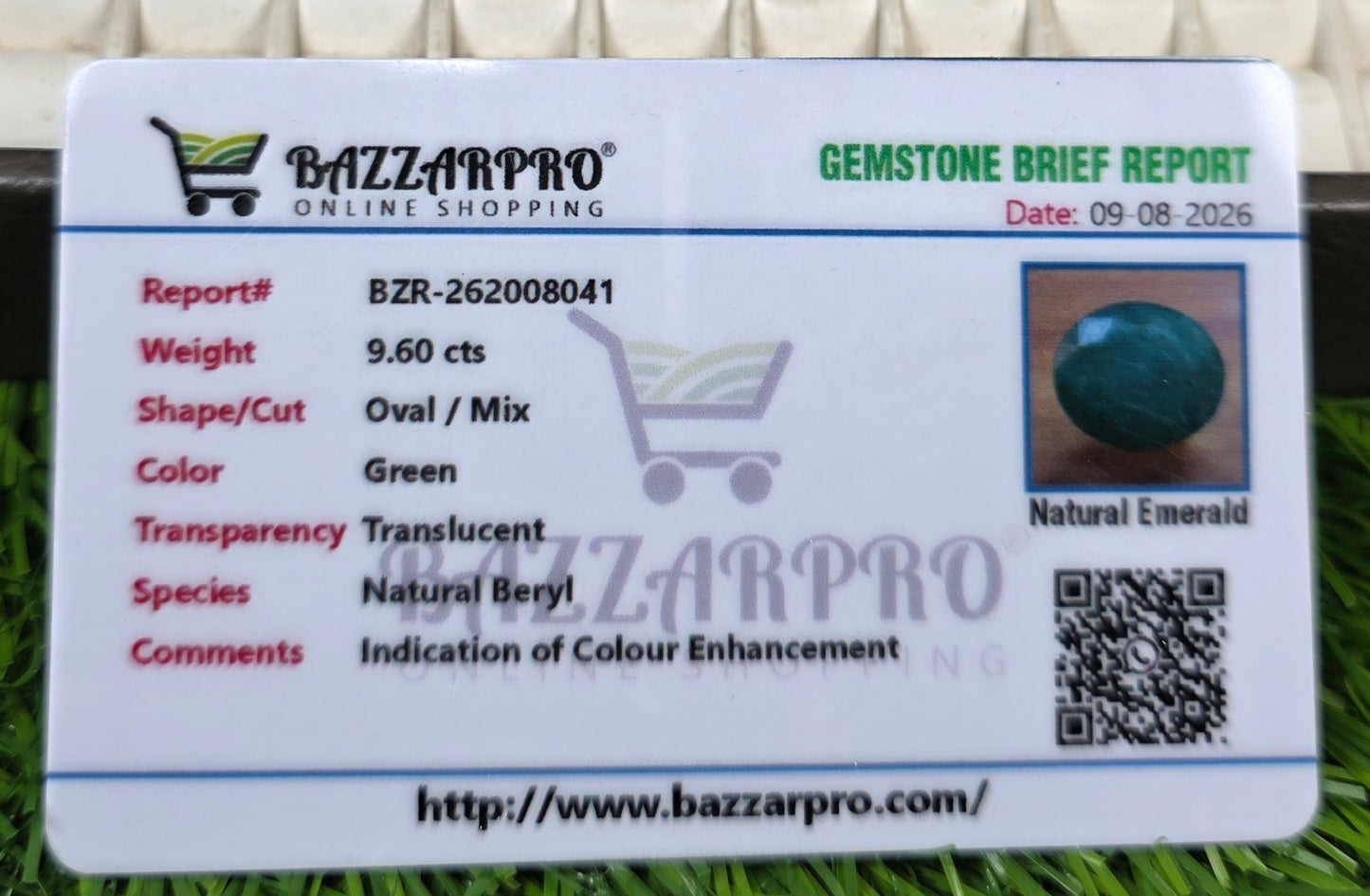 Premium Quality Zamurd Stone With Lab Certificate