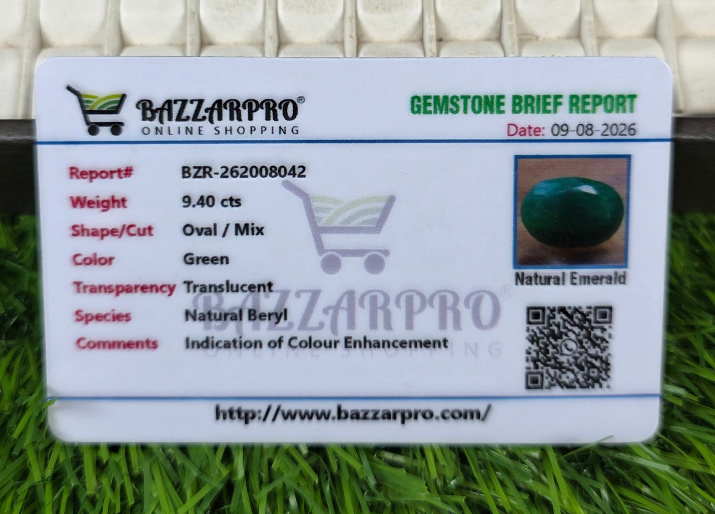 Premium Quality Zamurd Stone With Lab Certificate