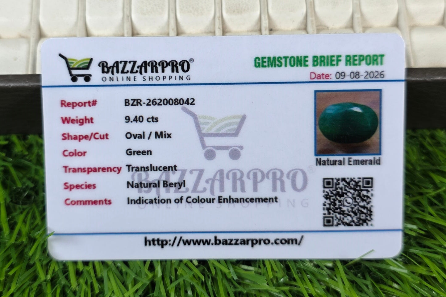 Premium Quality Zamurd Stone With Lab Certificate