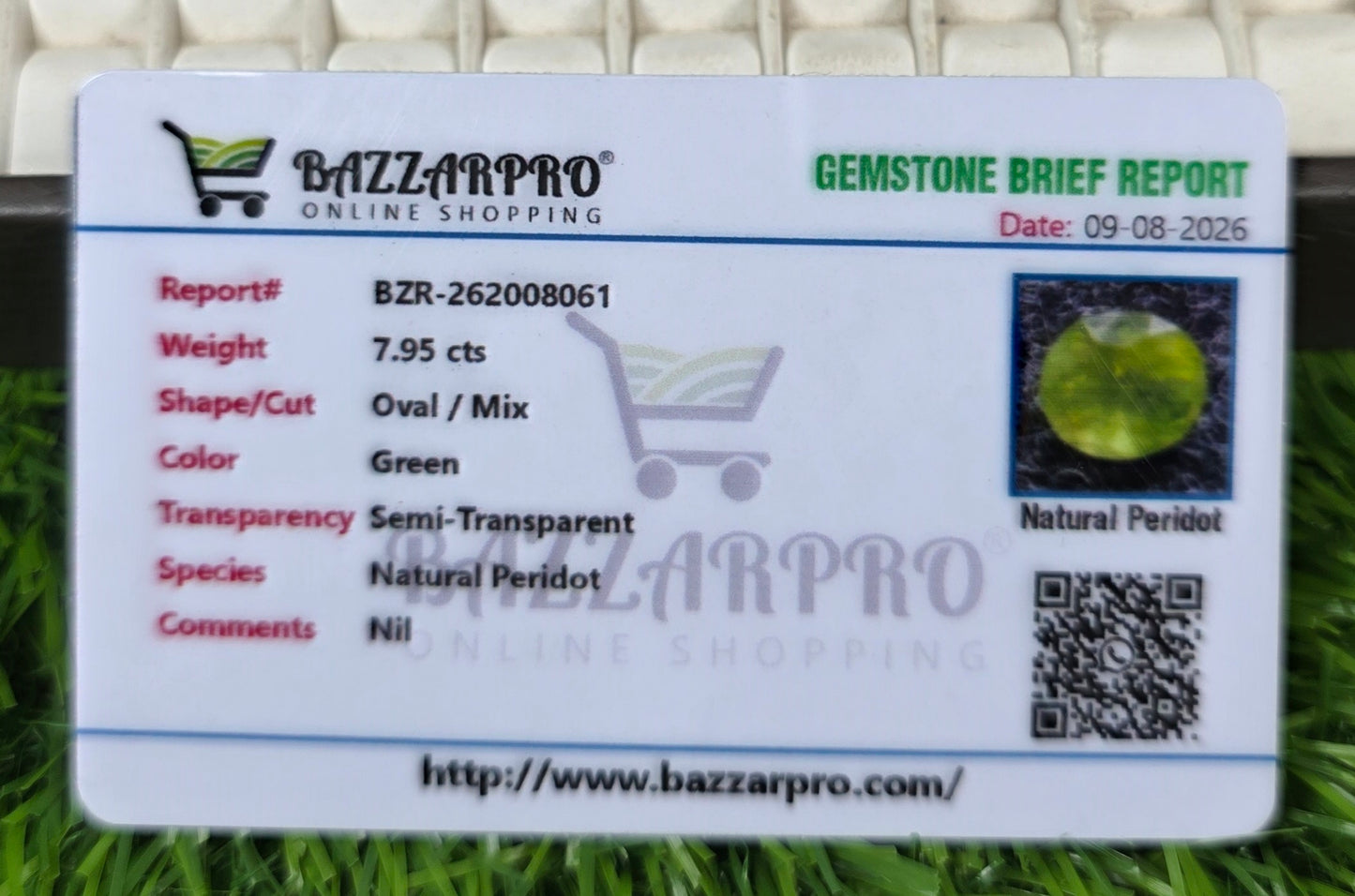 Premium Quality Peridot Stone With Lab Certificate