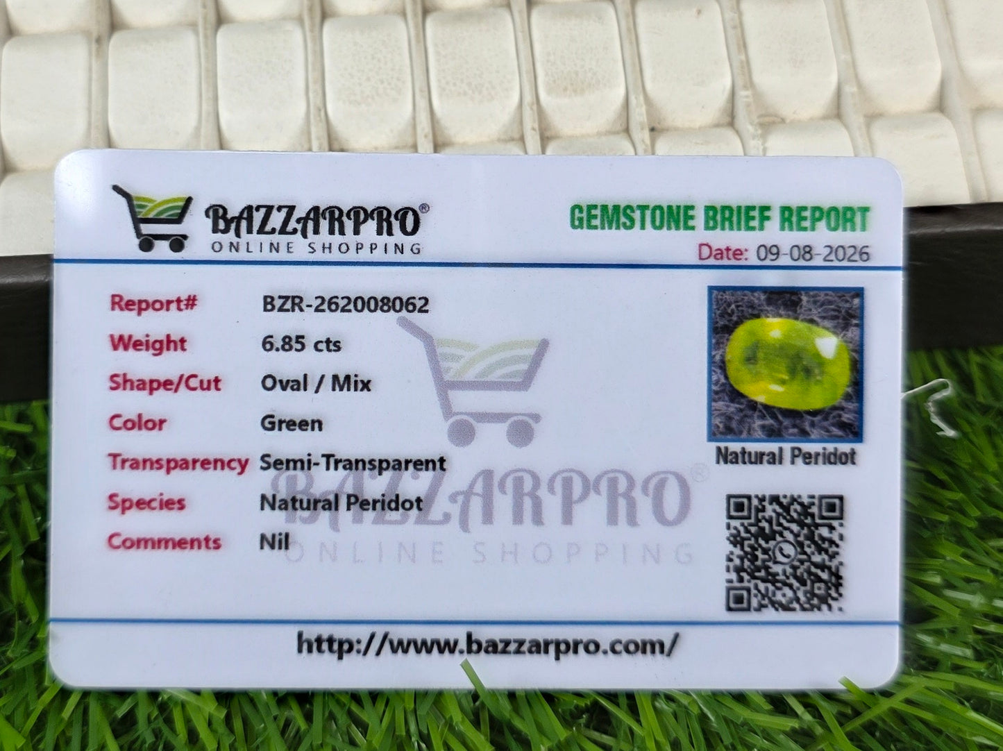 Premium Quality Peridot Stone With Lab Certificate