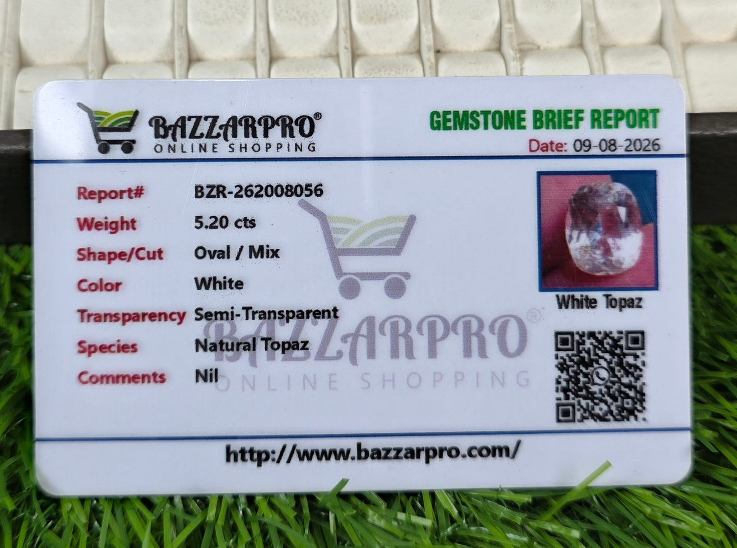 Premium Quality White Pukhraj Stone With Lab Certificate