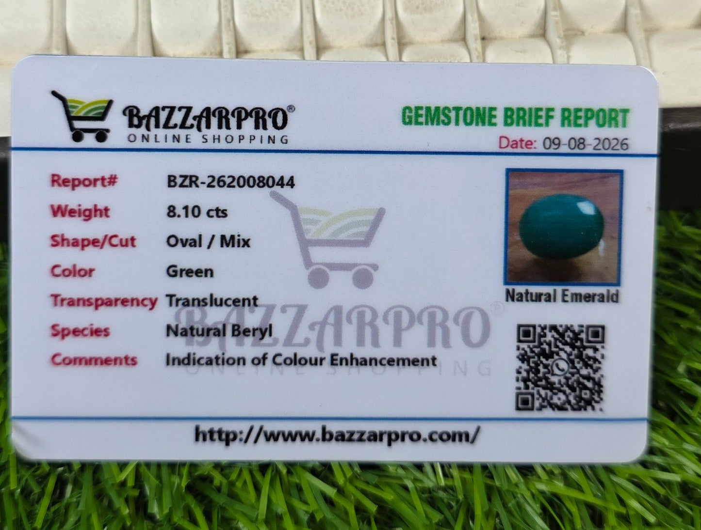 Premium Quality Zamurd Stone With Lab Certificate