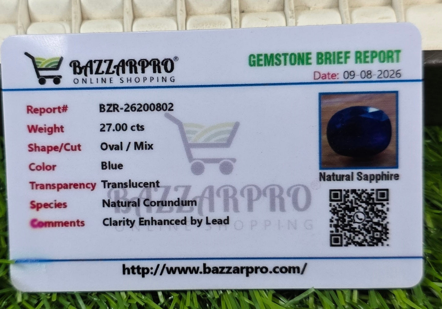 Premium Quality Neelam Stone With Lab Certificate