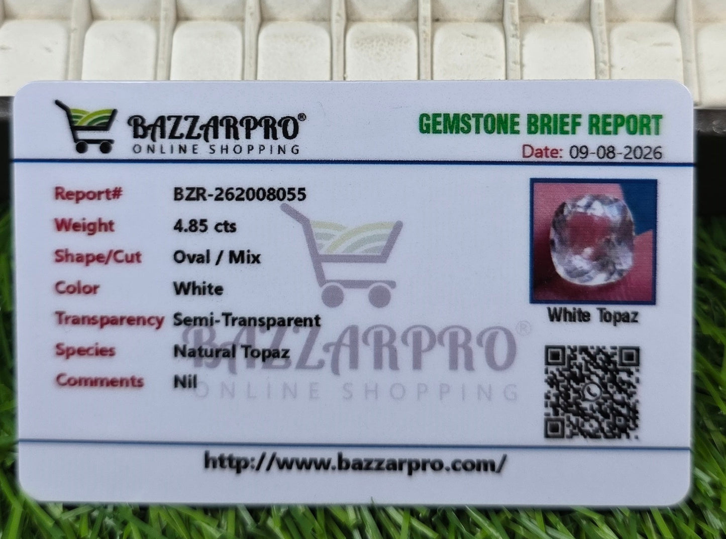 Premium Quality White Pukhraj Stone With Lab Certificate