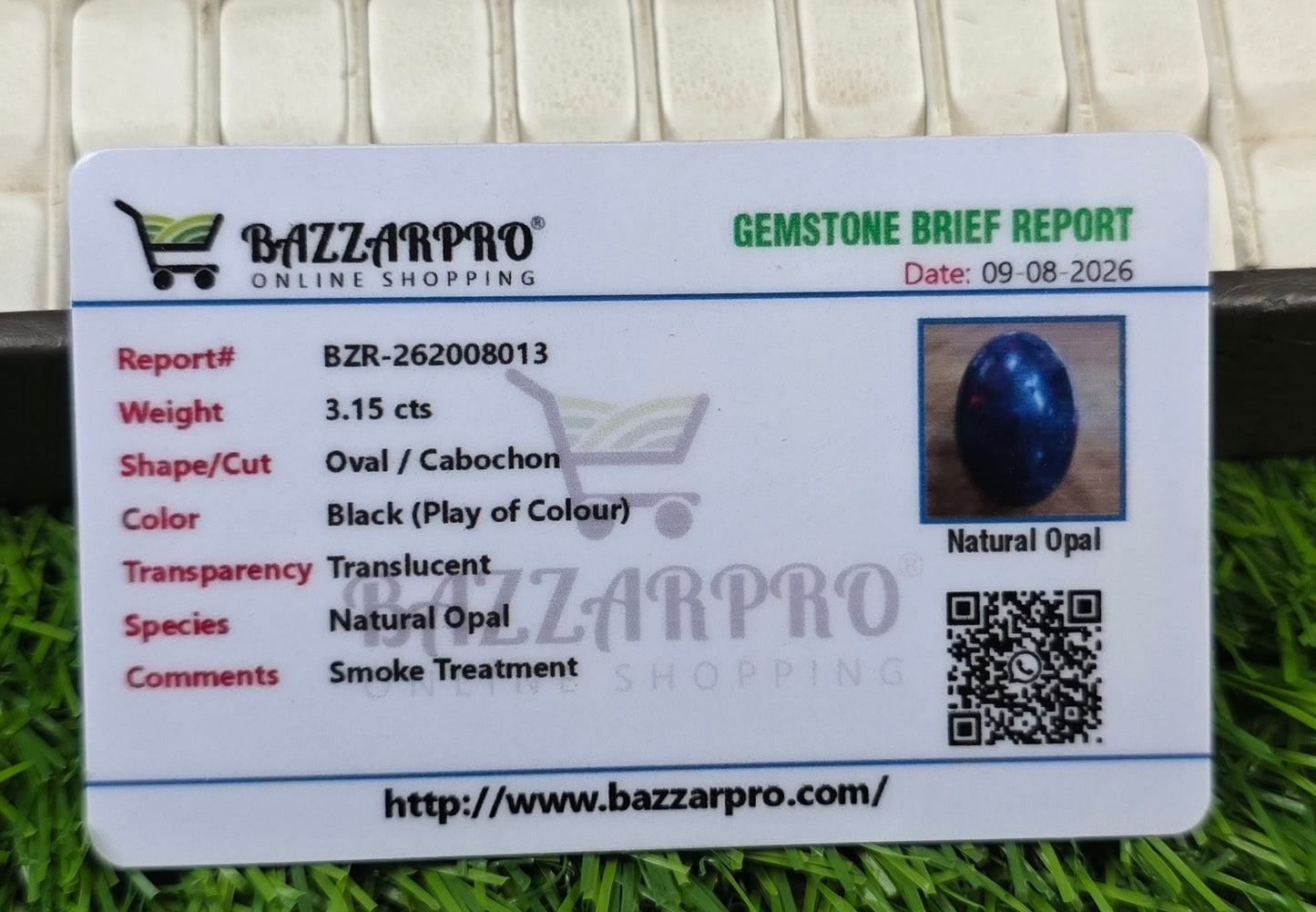 Premium Quality Black Opal Stone With Lab Certificate