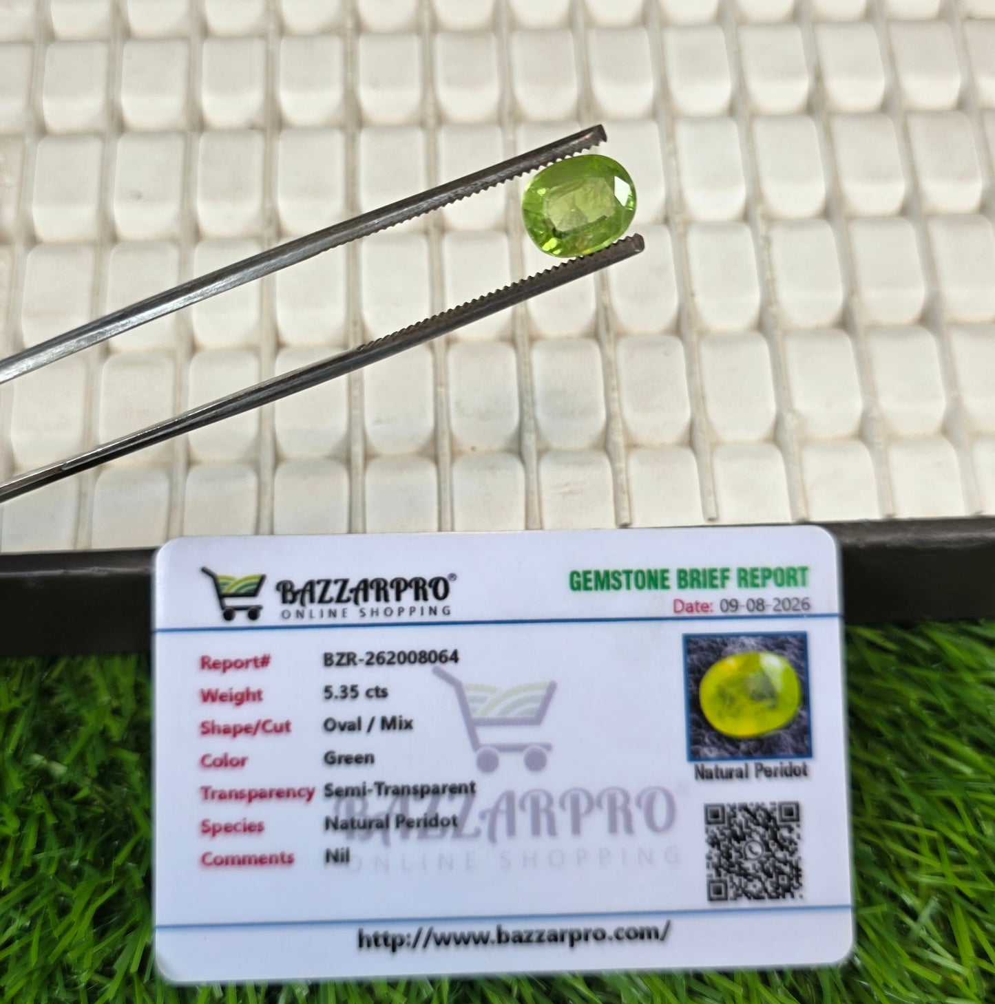 Premium Quality Peridot Stone With Lab Certificate